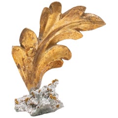 18th Century Italian Mecca Fragment Leaf with a Baroque Pearl on a Mineral Base