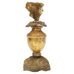 18th Century Italian Mecca Vase with Fluorite and Pearls on a Chalcopyrite Base