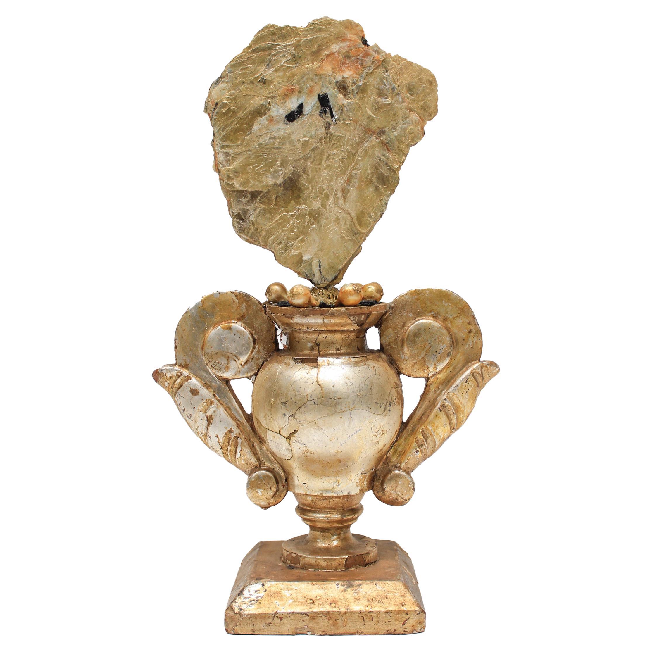 18th Century Italian Mecca Vase with Mica, Tourmaline, and Baroque Pearls