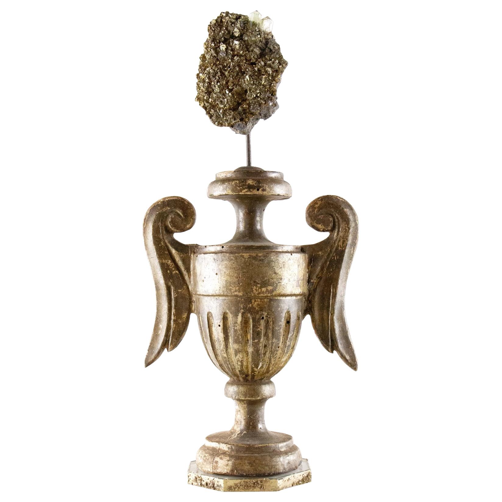 18th Century Italian Mecca Vase with Pyrite and Peridot Points