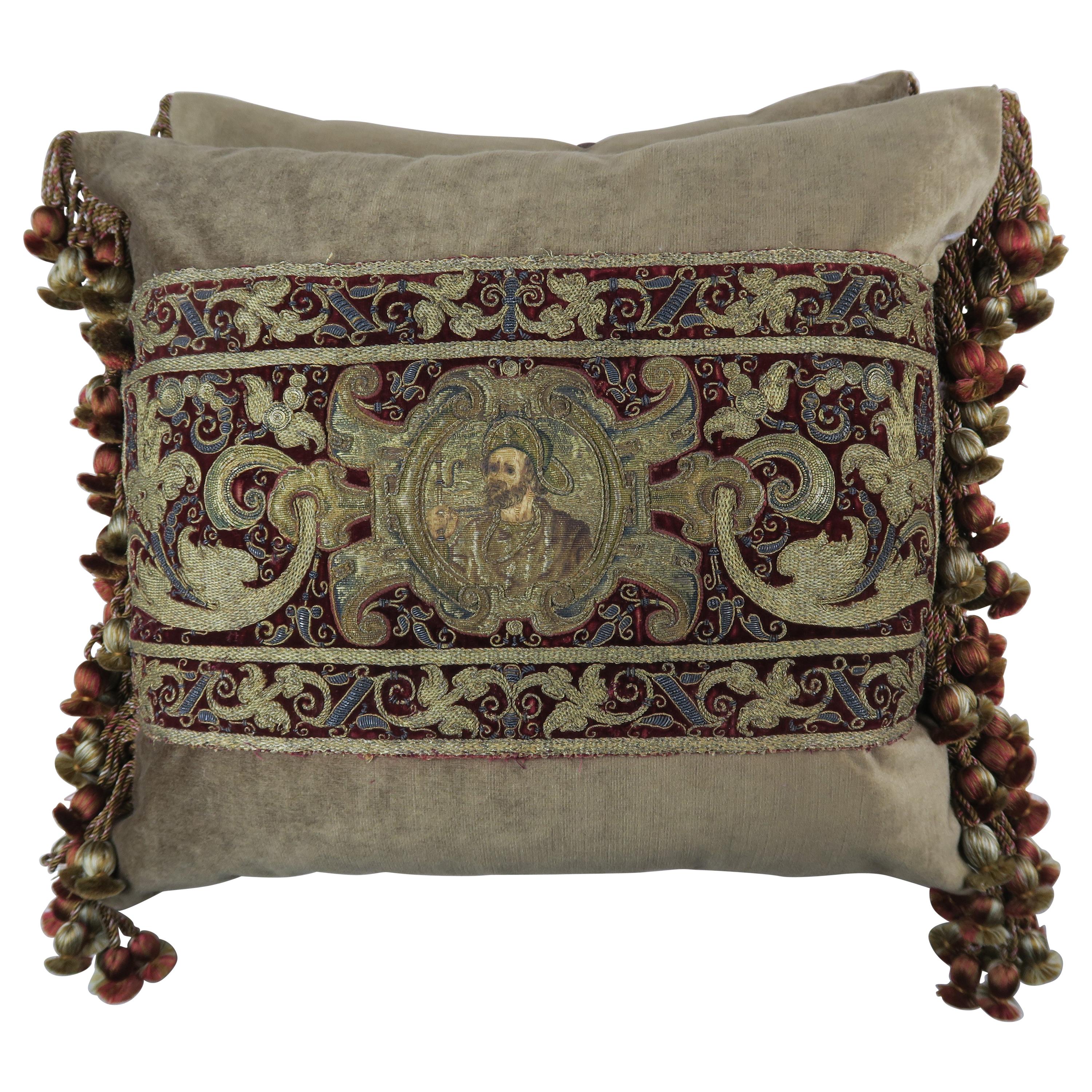 18th Century Italian Metallic Embroidered Apostle Pillows by Melissa Levinson