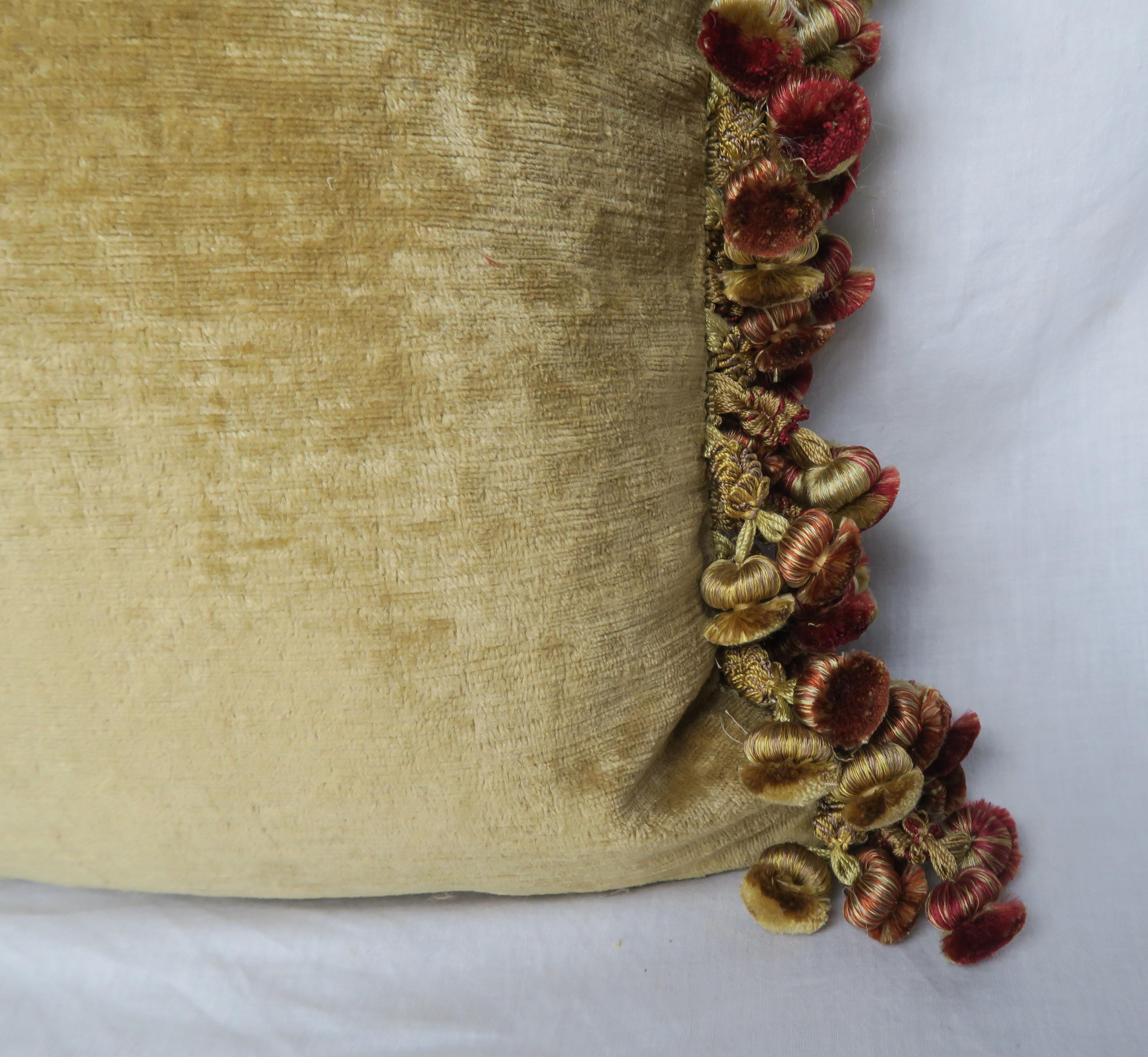 18th Century Italian Metallic Embroidered Velvet Pillow 3
