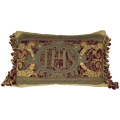 18th Century Italian Metallic Embroidered Velvet Pillow