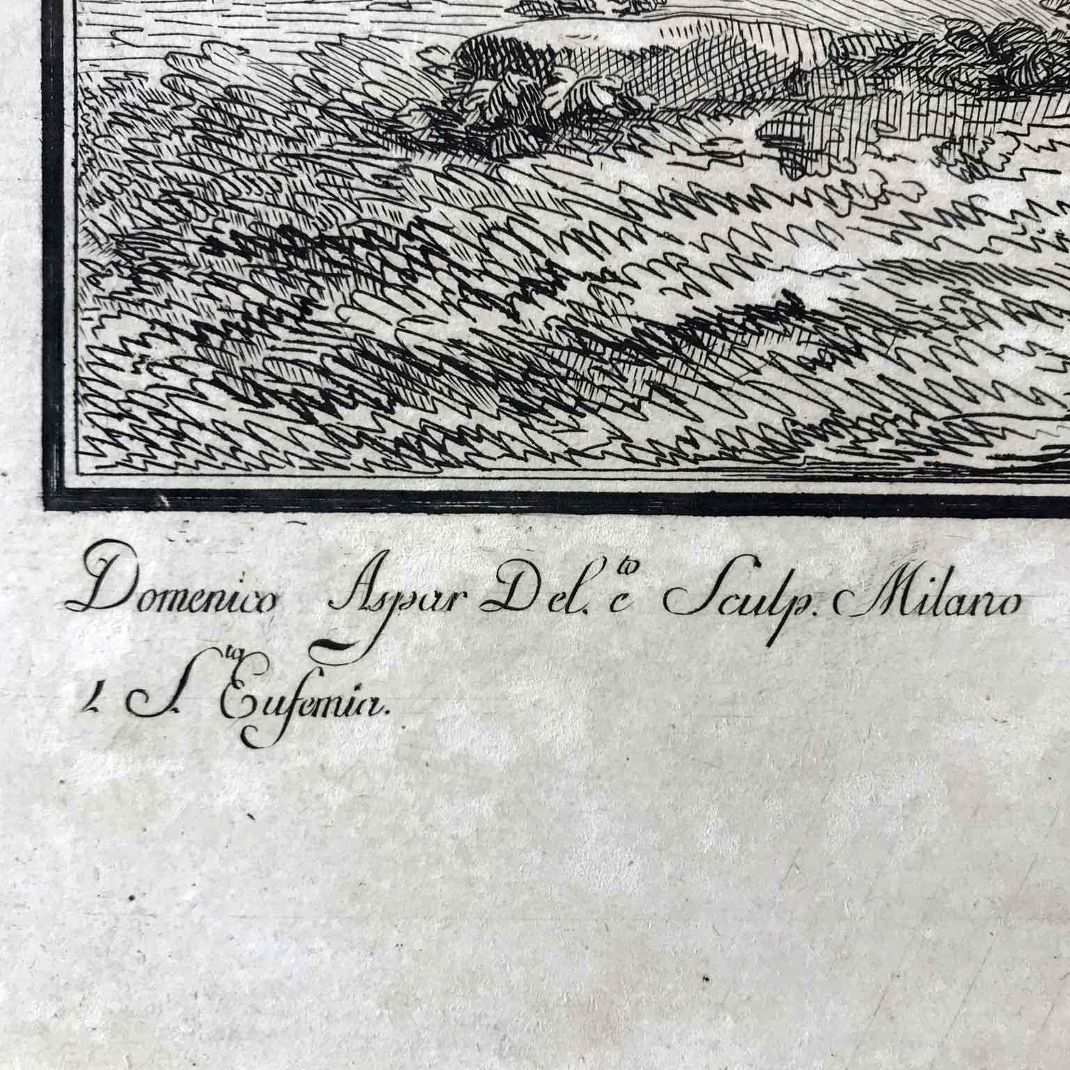 Italienische Mailänder Ansicht aus dem 18. Jahrhundert, Radierung von Aspari Domenico 1788 (Papier) im Angebot
