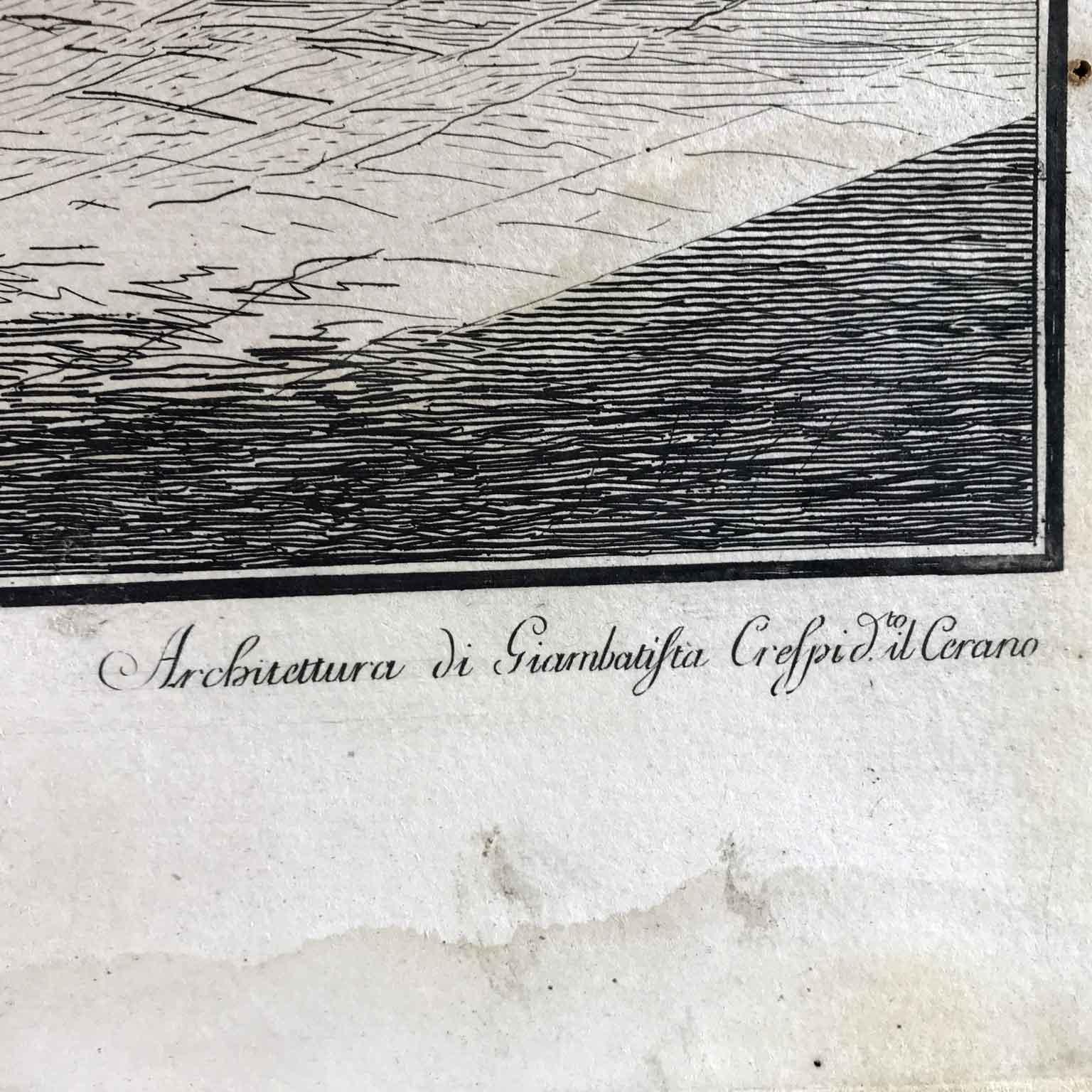 Italienische Mailänder Ansicht aus dem 18. Jahrhundert, Radierung von Aspari Domenico 1788 im Angebot 3