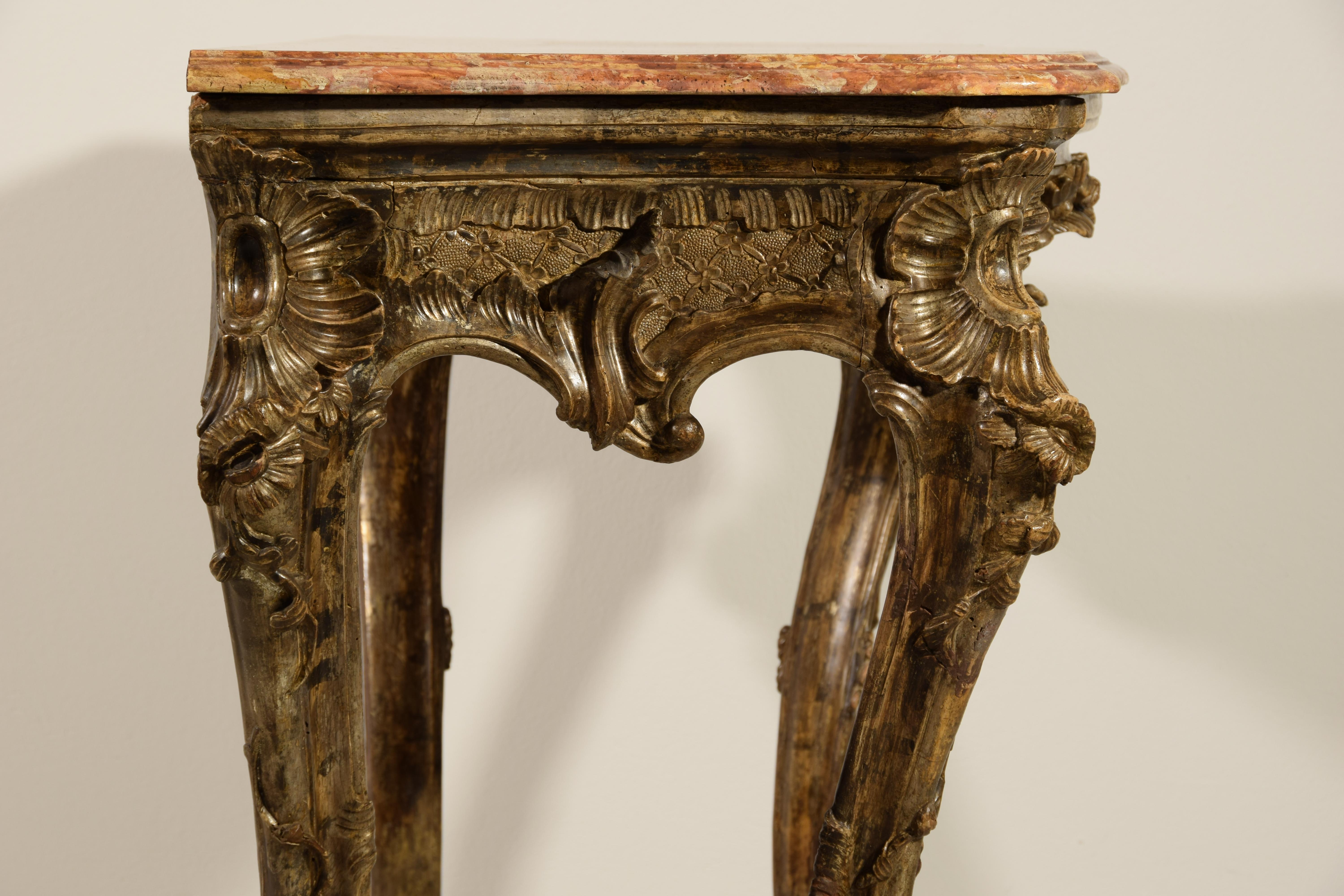 18th Century, Italian Naples Baroque Carved Wood Console For Sale 12