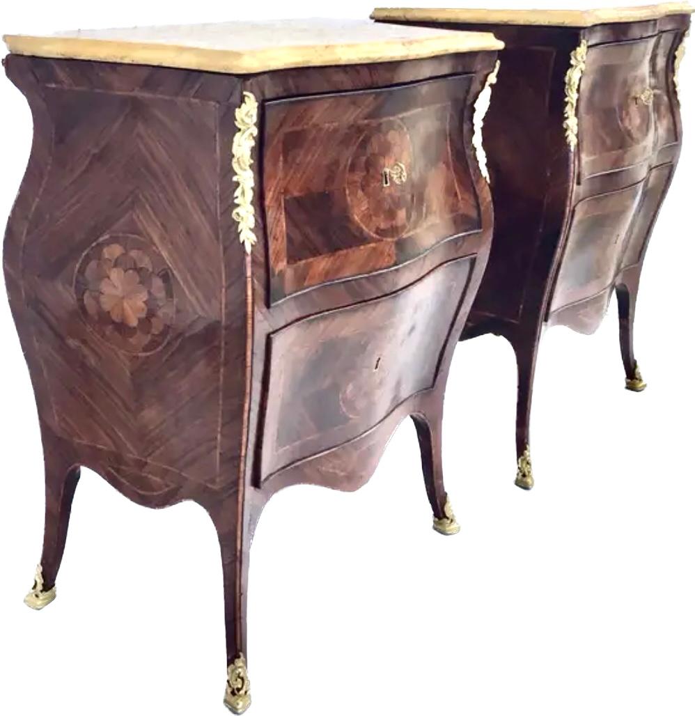  18th Century Italian Neapolitan Inlaid Nightstand Bed Side Tables Commodini For Sale 5