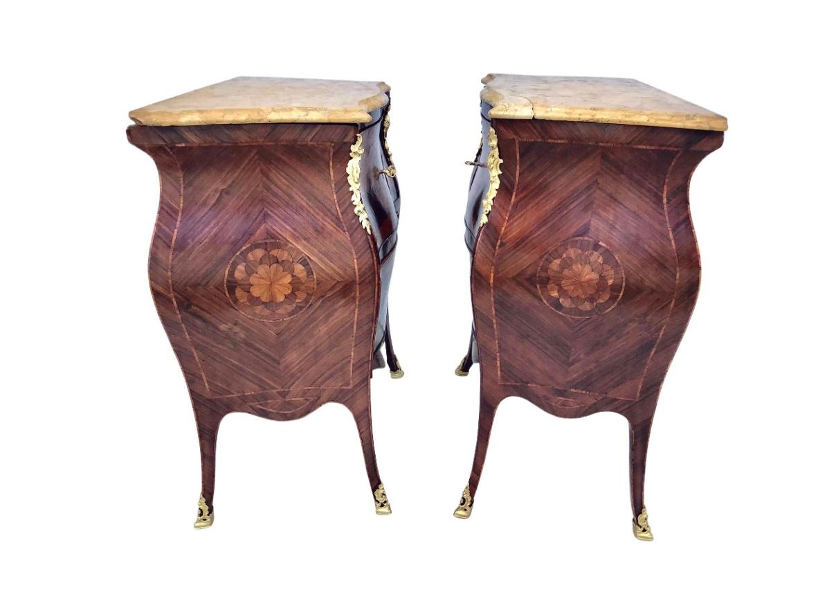 18th Century and Earlier  18th Century Italian Neapolitan Inlaid Nightstand Bed Side Tables Commodini For Sale