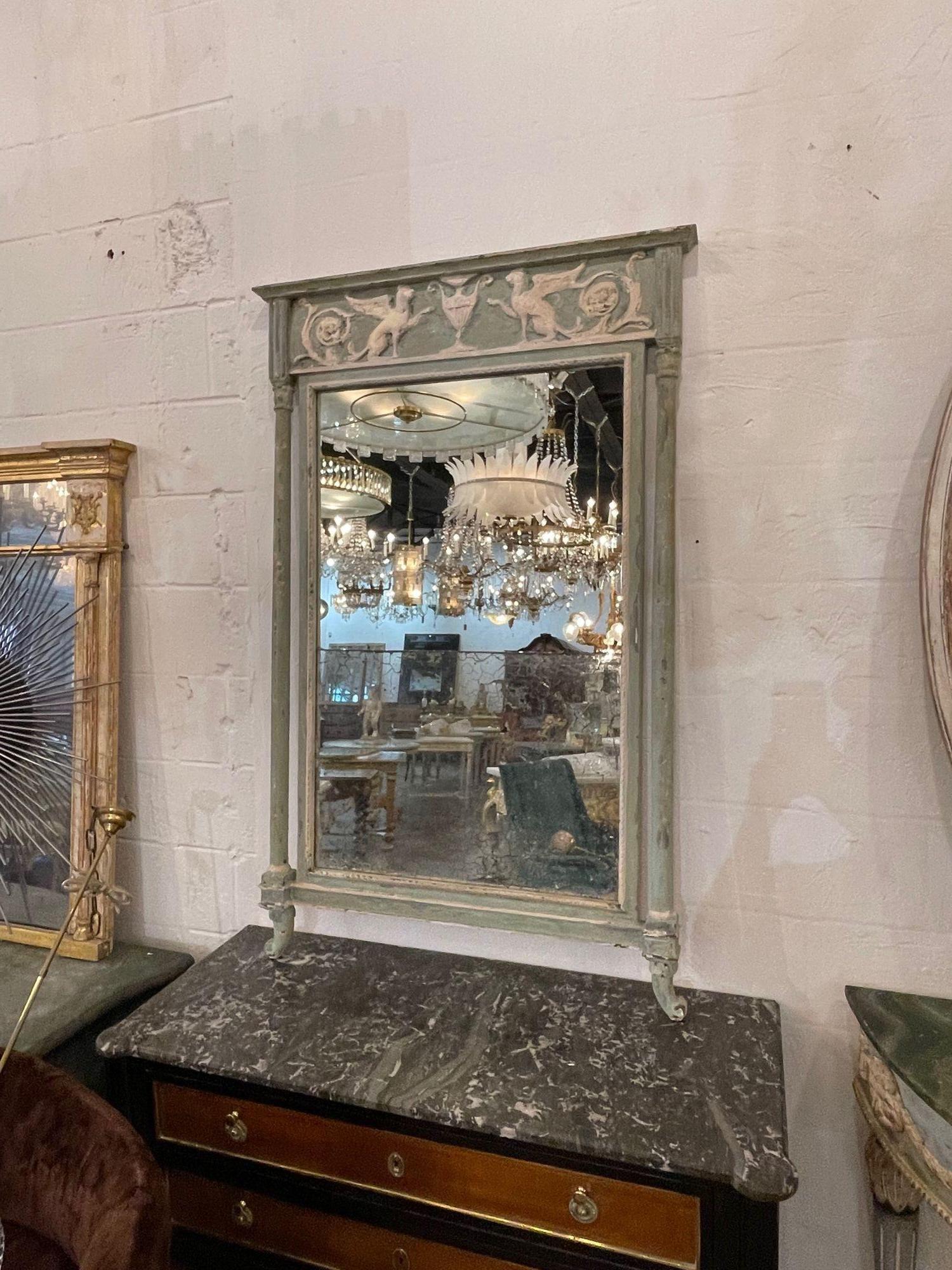 Neoclassical 18th Century Italian Neo-Classical Carved and Painted Mirror For Sale
