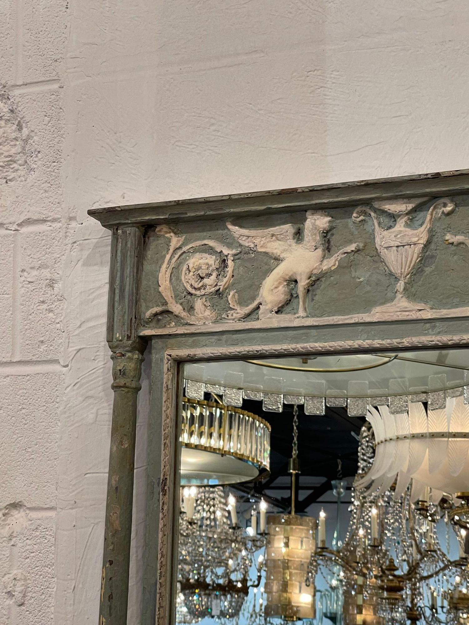 18th Century Italian Neo-Classical Carved and Painted Mirror In Good Condition For Sale In Dallas, TX