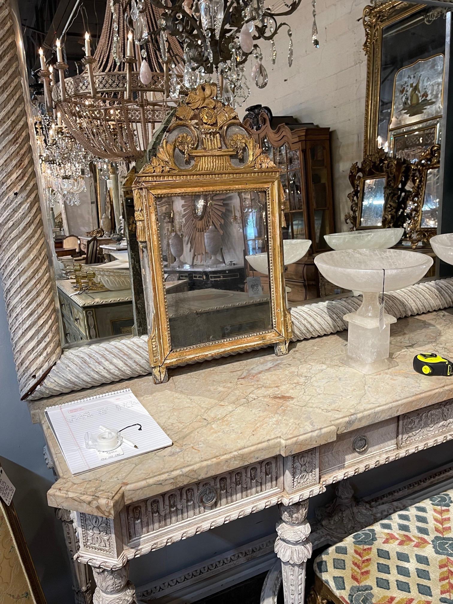 18th Century Italian Neo Classical Carved and Parcel Gilt Mirror For Sale 2