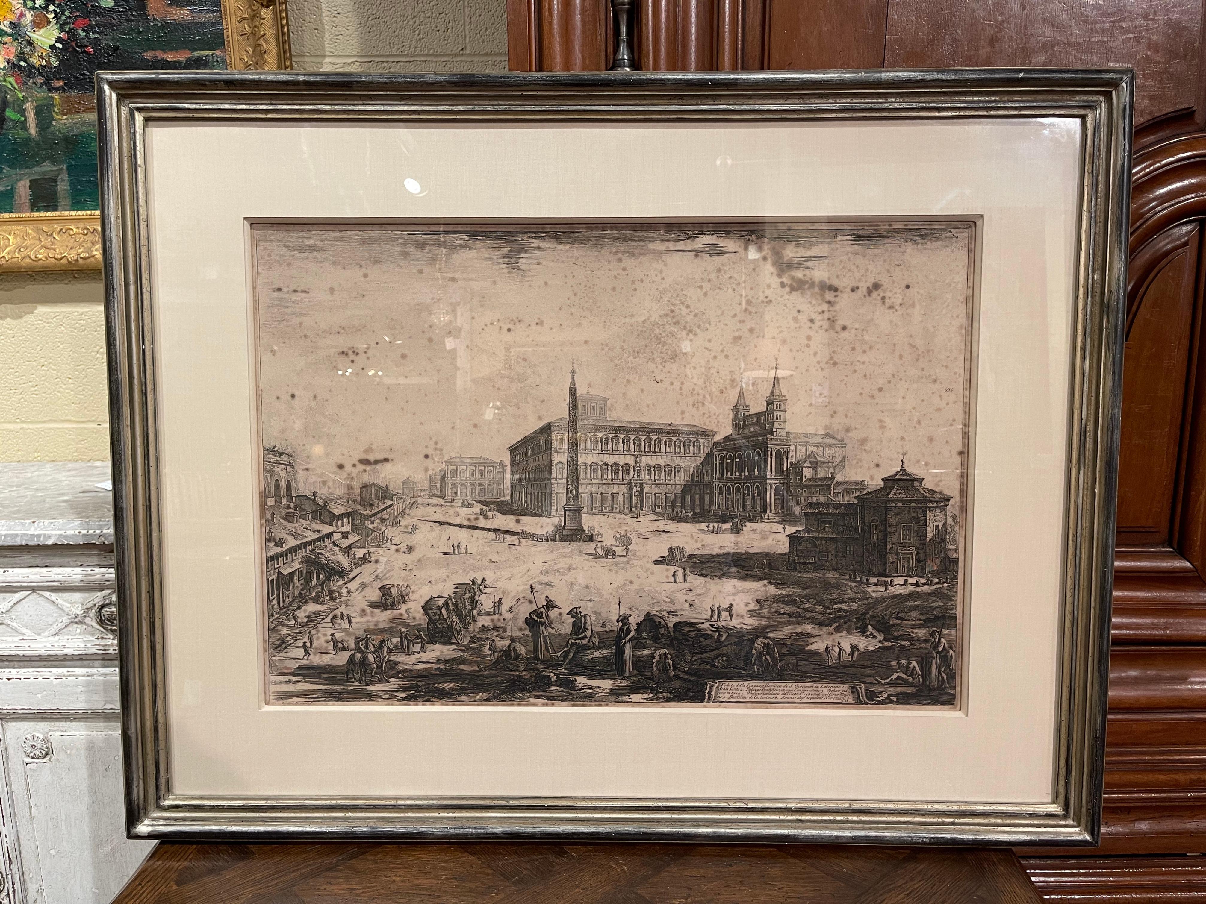 Engraved 18th Century Italian Neo Classical Saint John Basilica Black and White Engraving For Sale