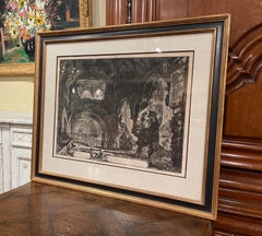 18th Century Italian Engraving “Veduta Interna della Villa di Mecenate”