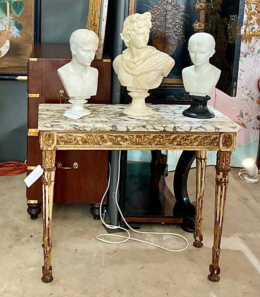 18th Century Italian Neoclassic Giltwood Carved Console Table Breche Marble Top 9