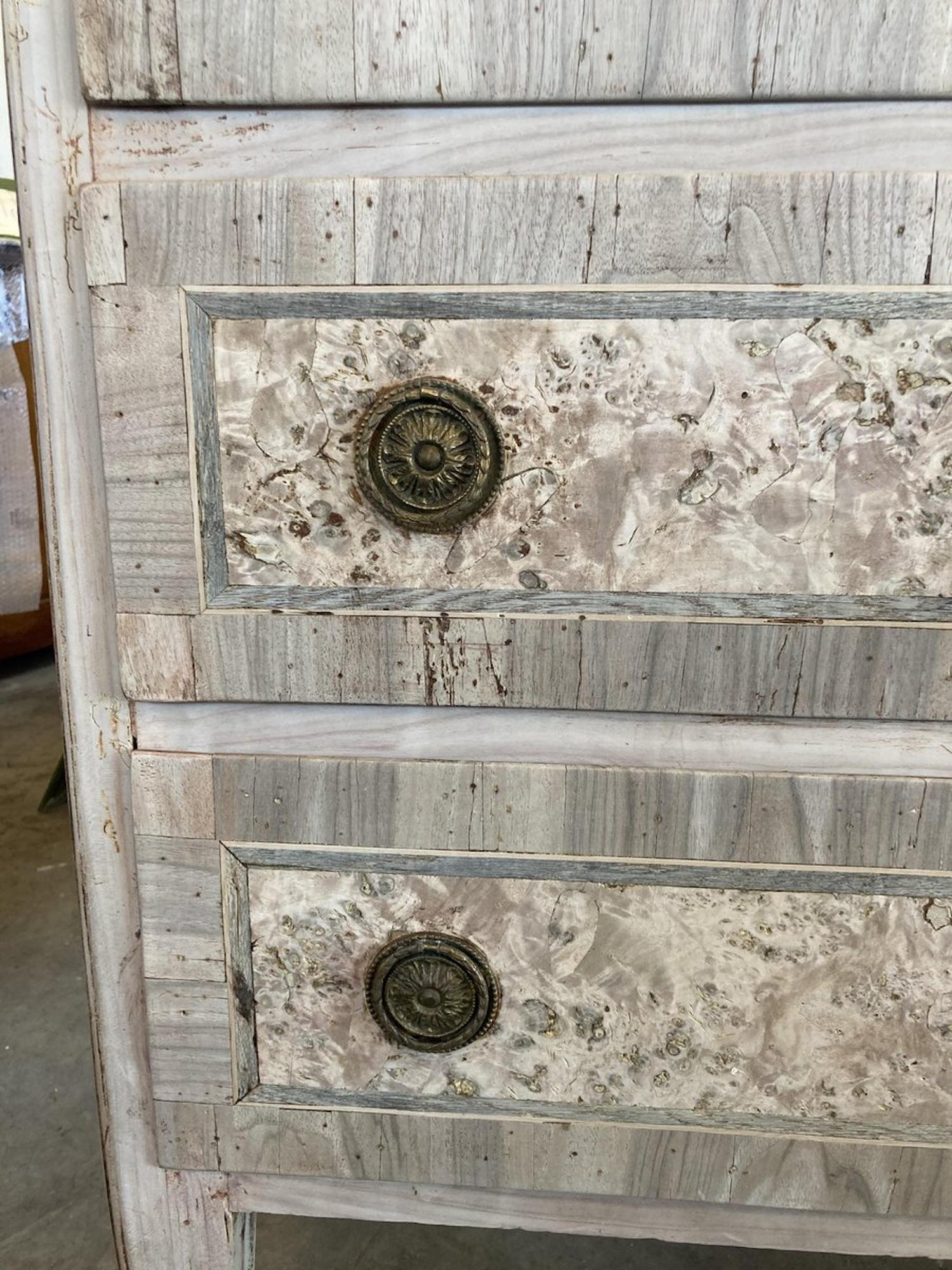 18th Century Italian Neoclassical Bleached Cherry Commode with Walnut Burl For Sale 7