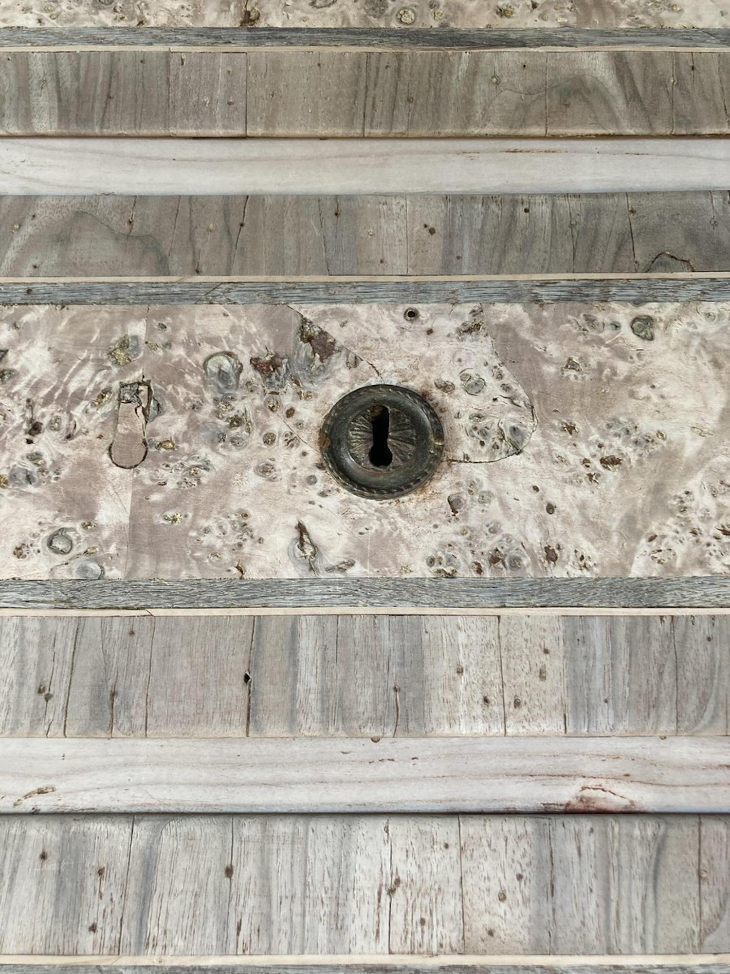 18th Century Italian Neoclassical Bleached Cherry Commode with Walnut Burl For Sale 3