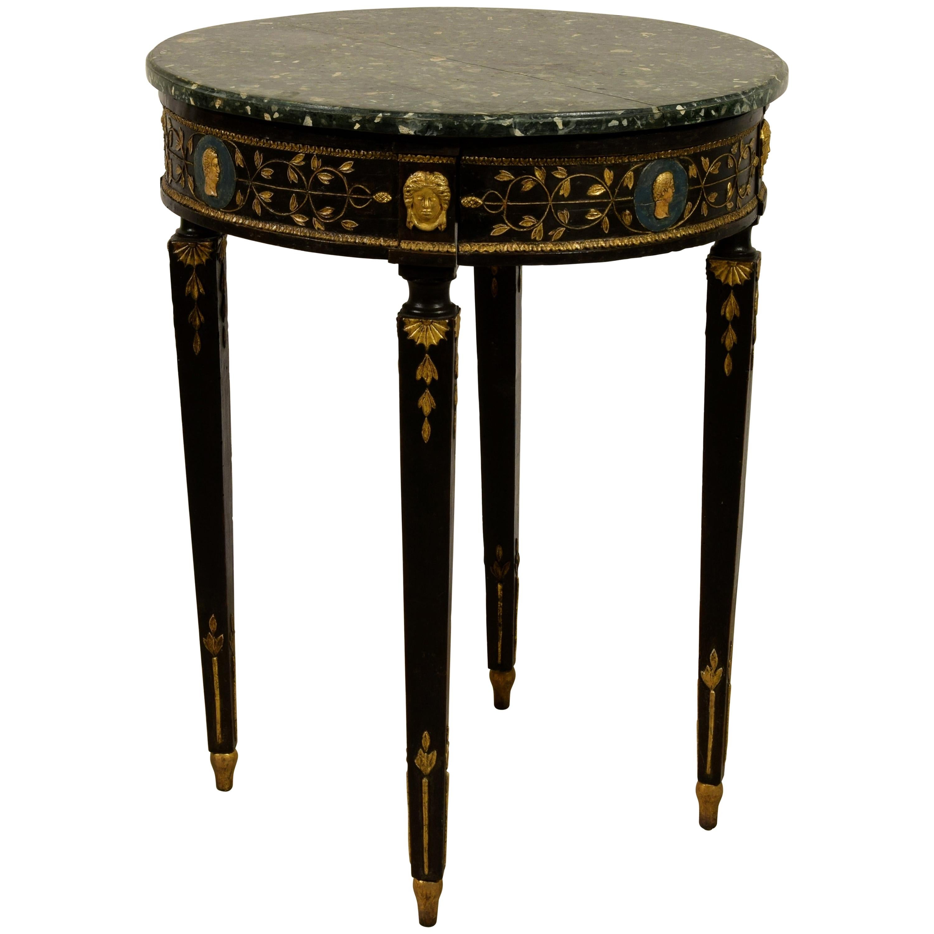18th Century, Italian Neoclassical Carved and Lacquered Wood Coffee Table