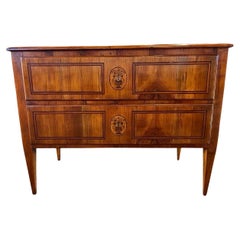 Antique 18th Century Italian Neoclassical Cherry Chest of Drawers / Dresser with Inlay