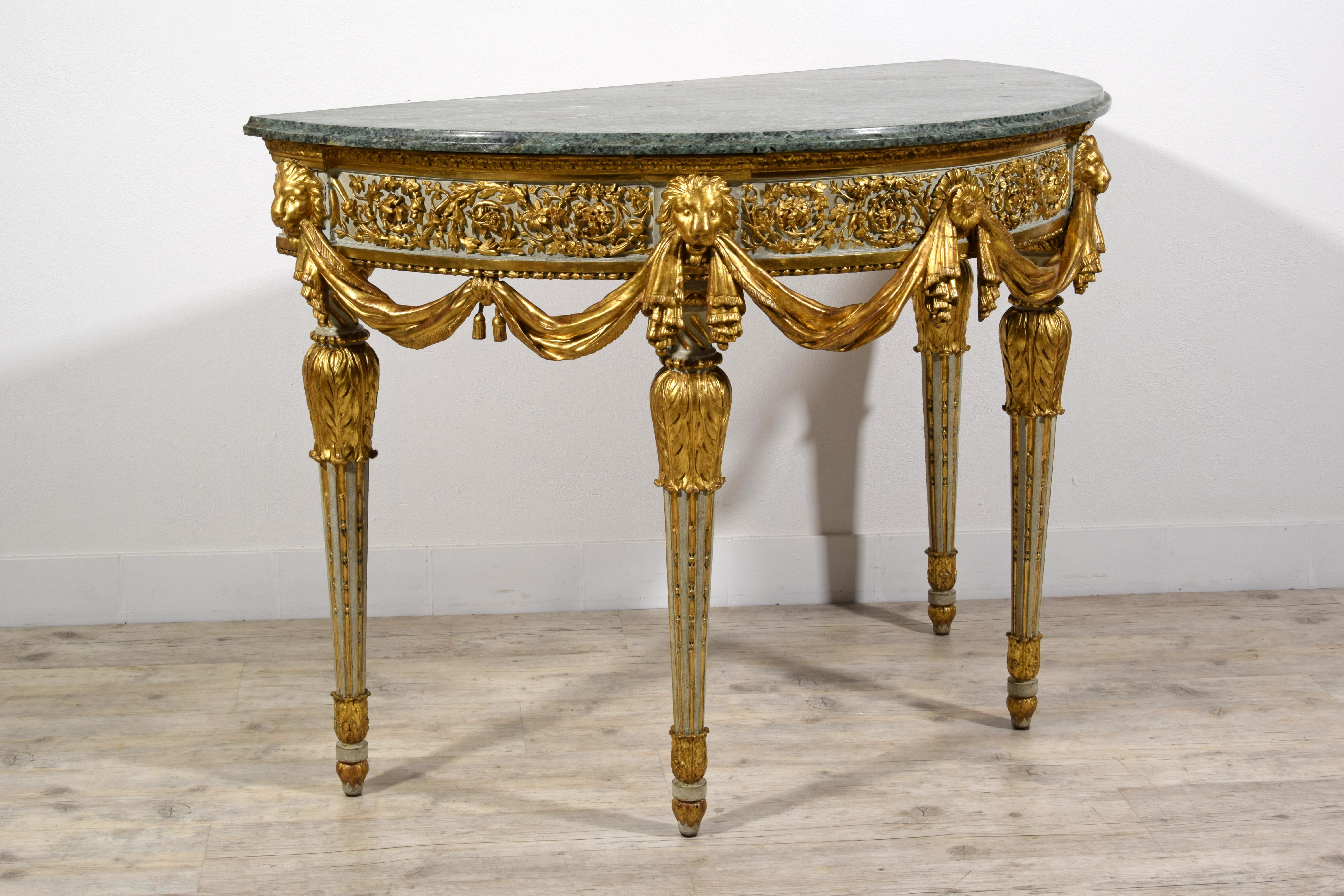 18. Jahrhundert, Italienische neoklassizistische Demi-lune Holzkonsole von Francesco Bolgiè im Angebot 2