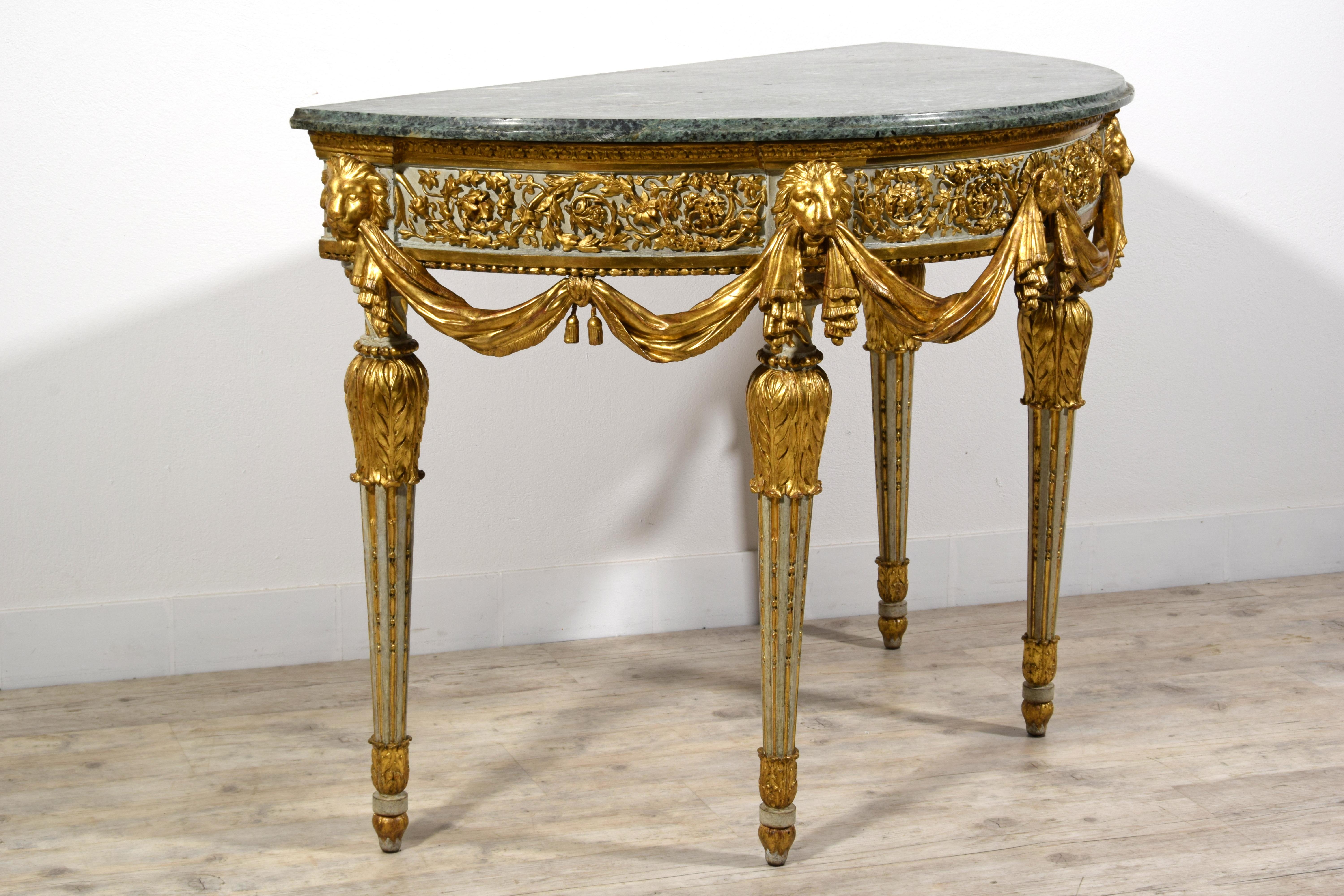 18. Jahrhundert, Italienische neoklassizistische Demi-lune Holzkonsole von Francesco Bolgiè im Angebot 3