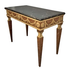 18th Century Italian NeoClassical Faux Porphyry & Marble Console Table
