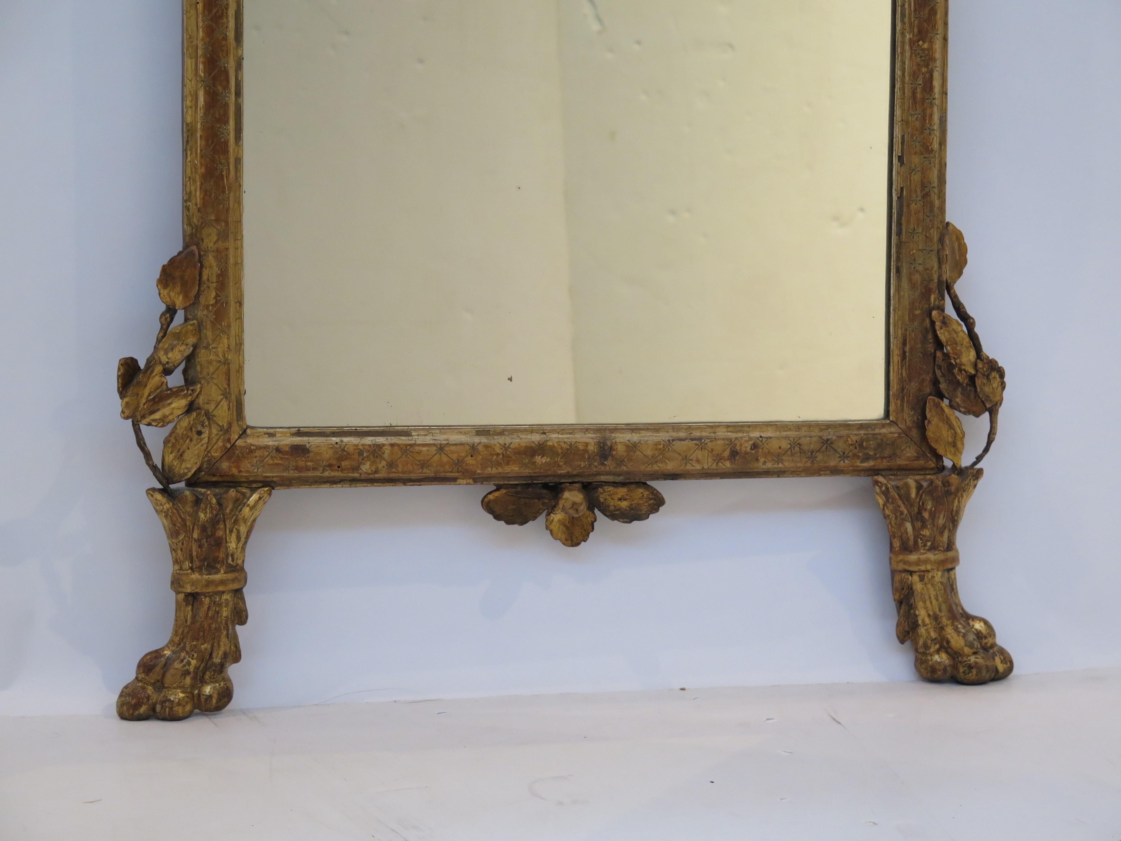 18th Century and Earlier A Italian Neoclassic Giltwood Mirror