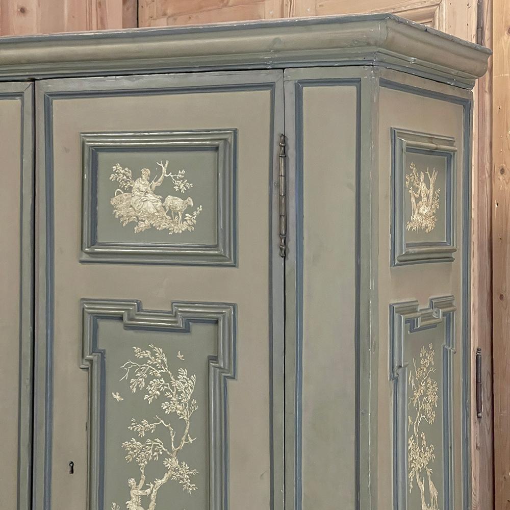 18th Century Italian Neoclassical Hand Painted Armoire For Sale 4