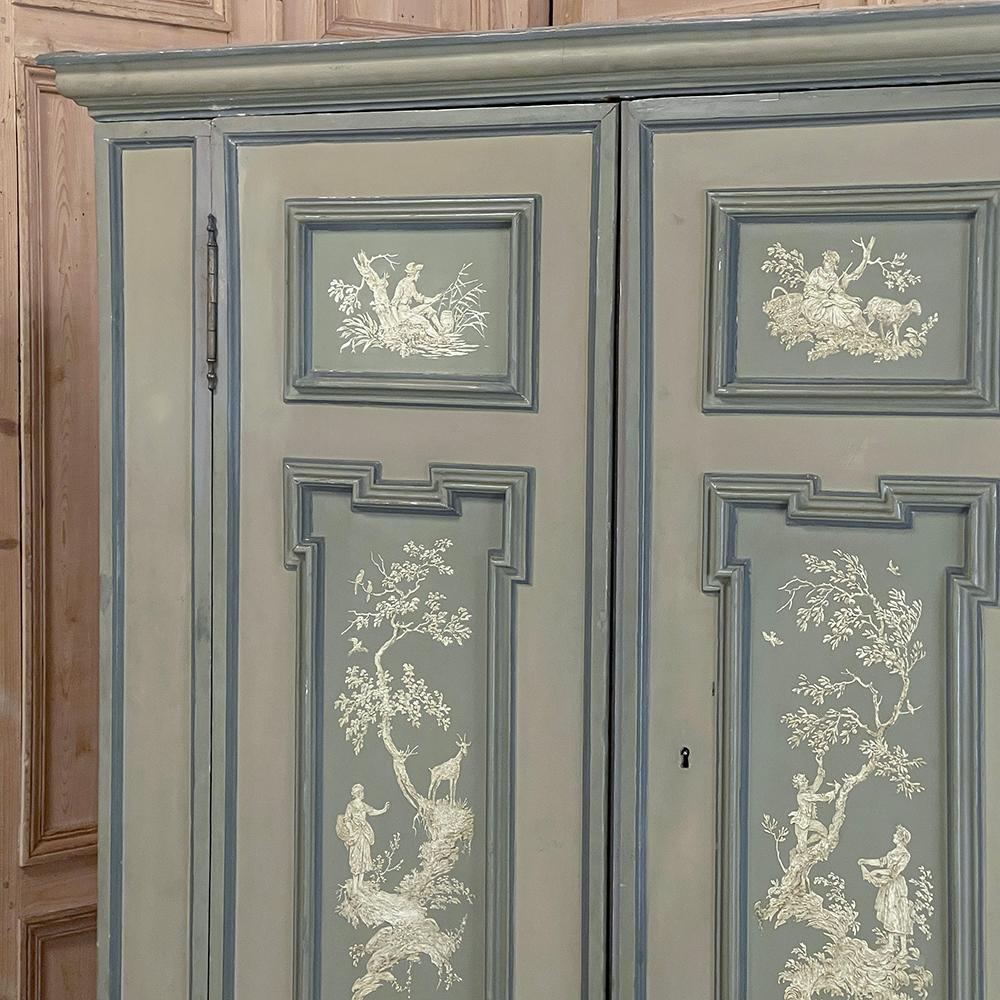 18th Century Italian Neoclassical Hand Painted Armoire For Sale 6