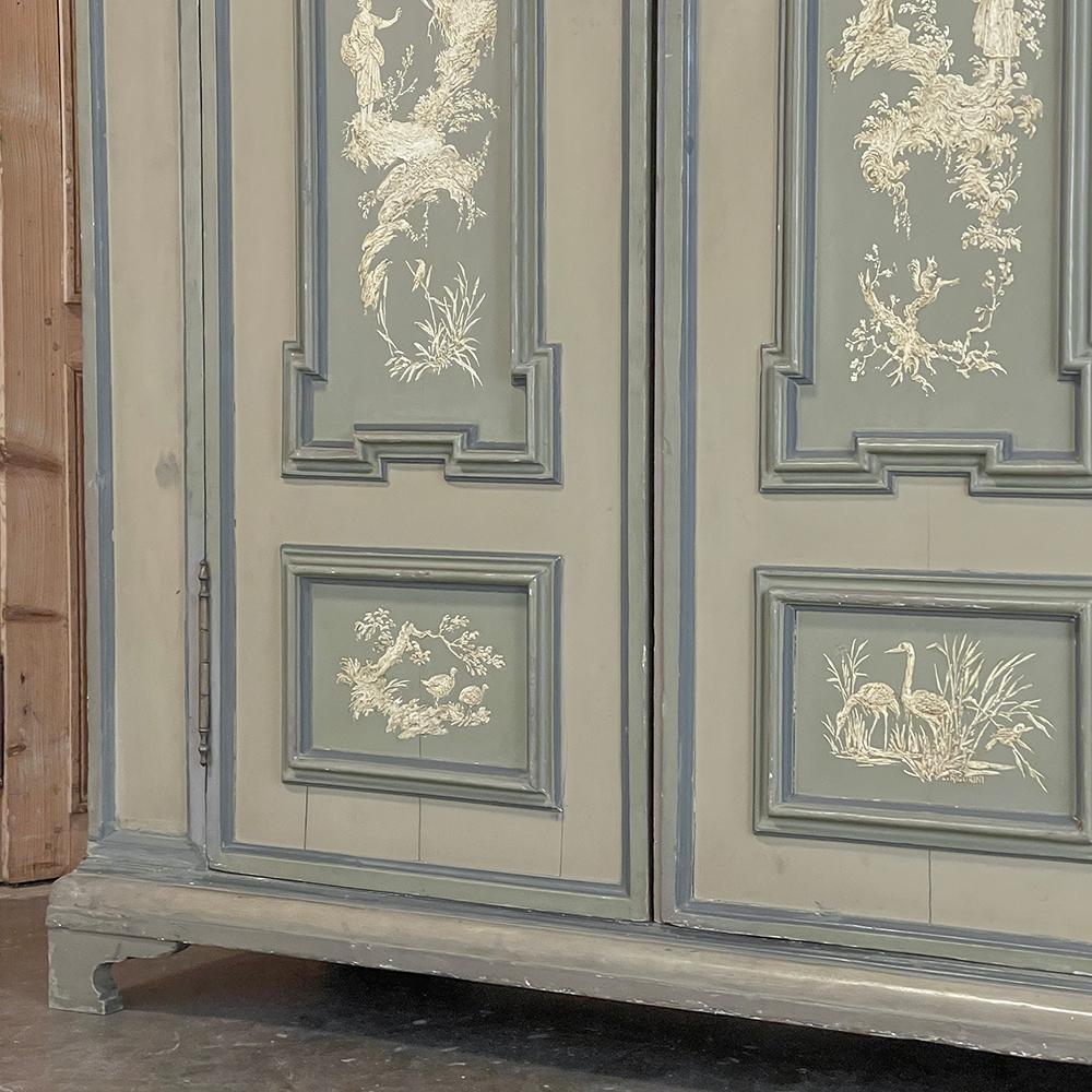 18th Century Italian Neoclassical Hand Painted Armoire For Sale 7
