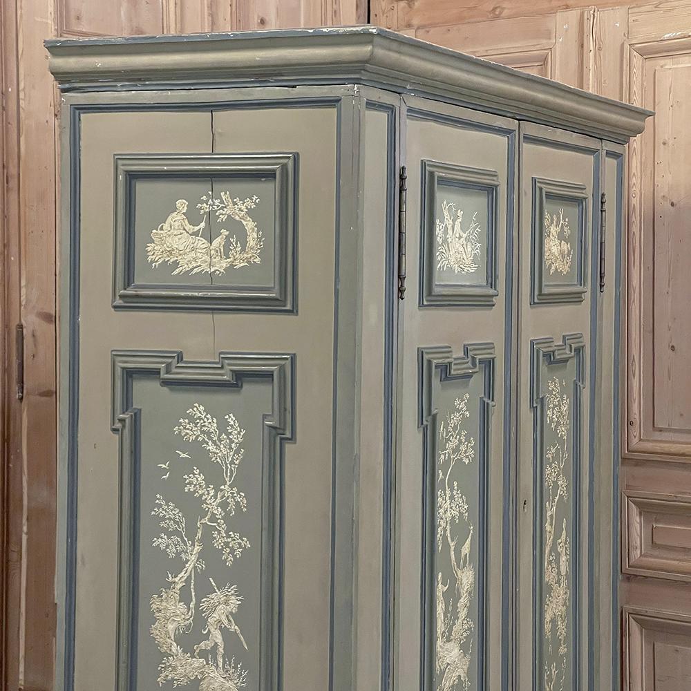 18th Century Italian Neoclassical Hand Painted Armoire For Sale 8