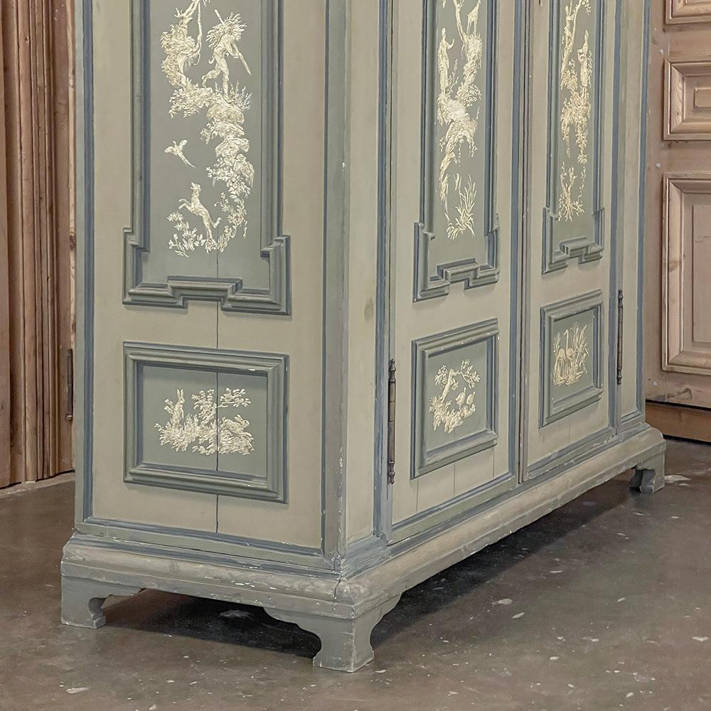 18th Century Italian Neoclassical Hand Painted Armoire For Sale 9