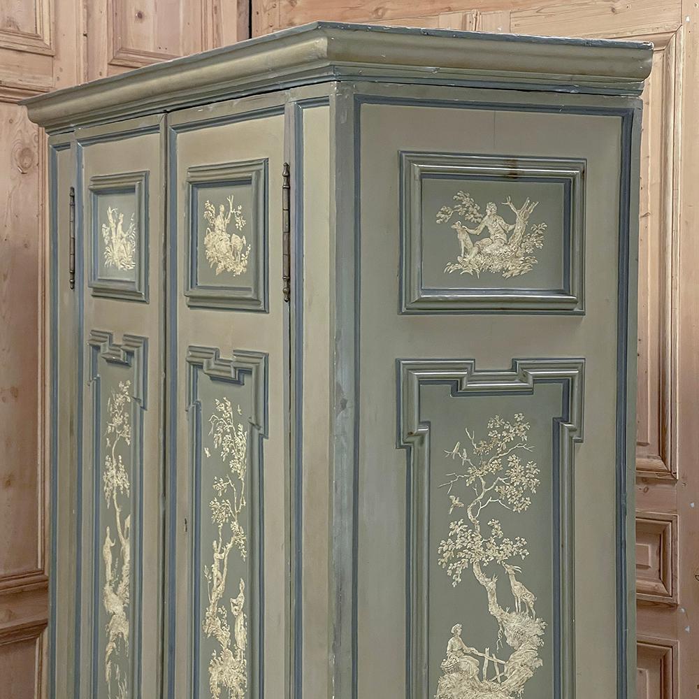 18th Century Italian Neoclassical Hand Painted Armoire For Sale 10