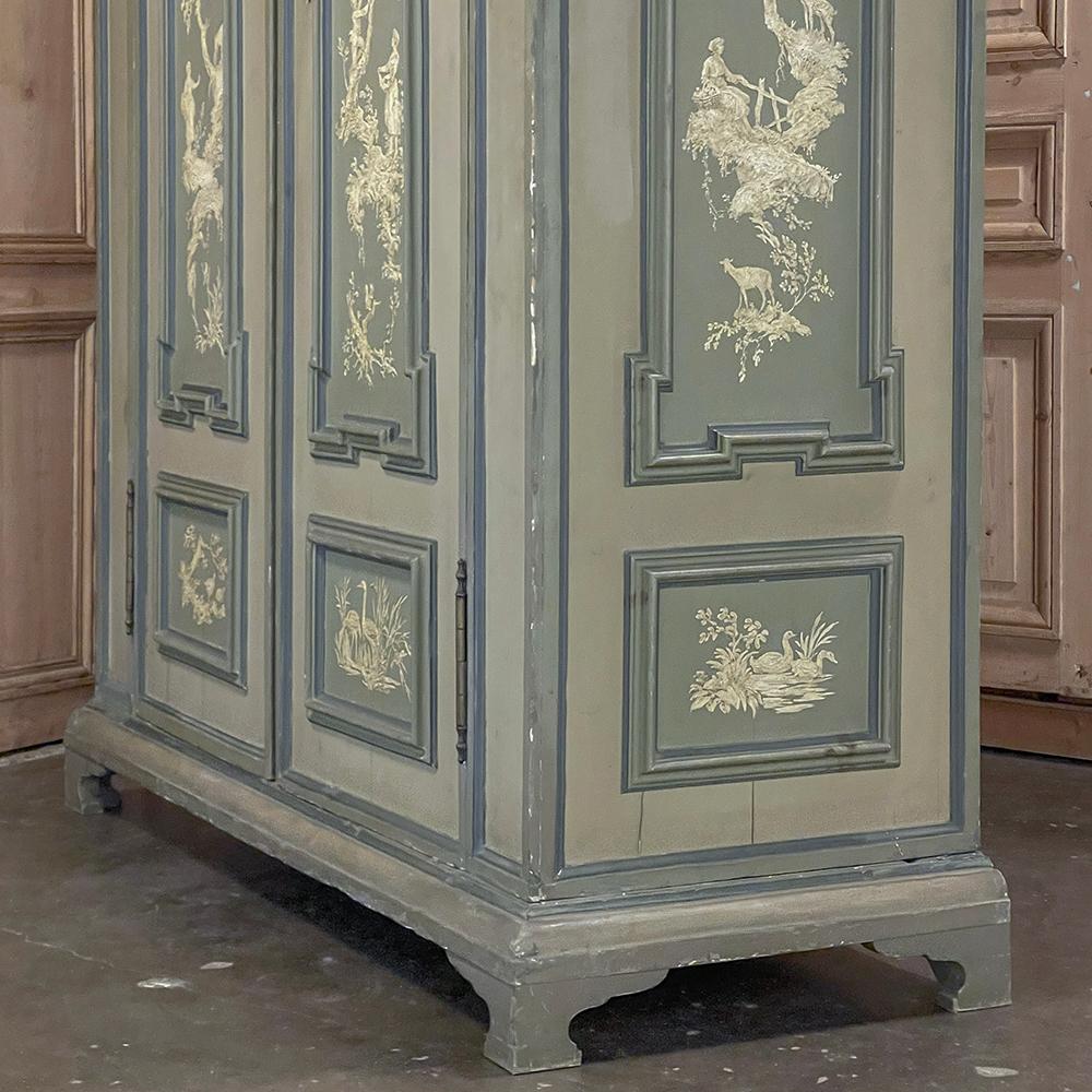 18th Century Italian Neoclassical Hand Painted Armoire For Sale 11