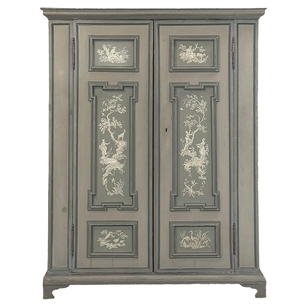 18th Century Italian Neoclassical Hand Painted Armoire For Sale
