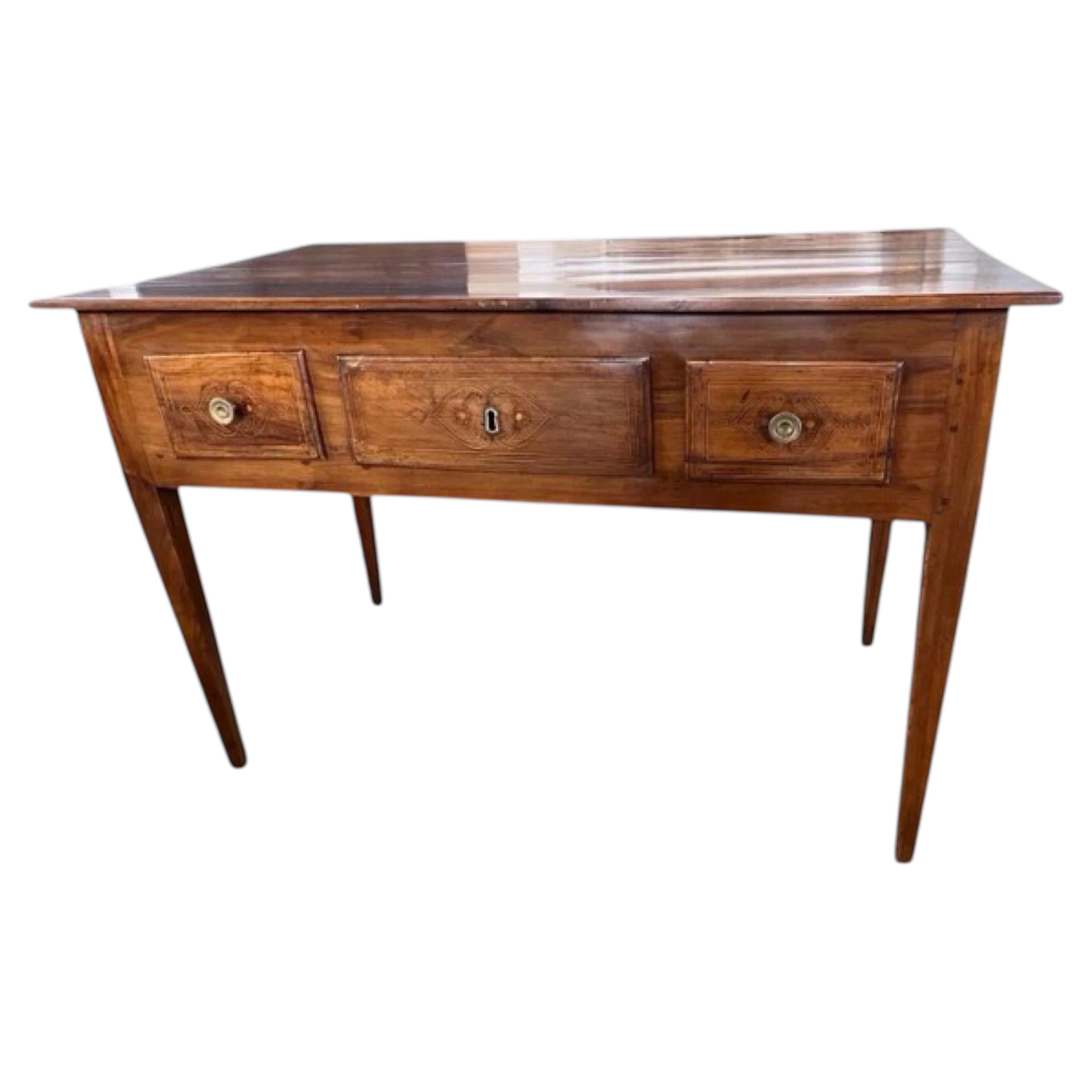 18th Century Italian Neoclassical Handcrafted Walnut Writing Desk