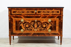 18th Century, Italian Neoclassical Inlaid Chest of Drawers with Marble