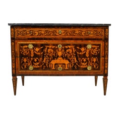 18th Century, Italian Neoclassical Inlaid Wood Chest of Drawers