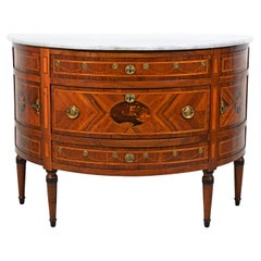 18th Century, Italian Neoclassical Inlay Demi Lune Chest of Drawers