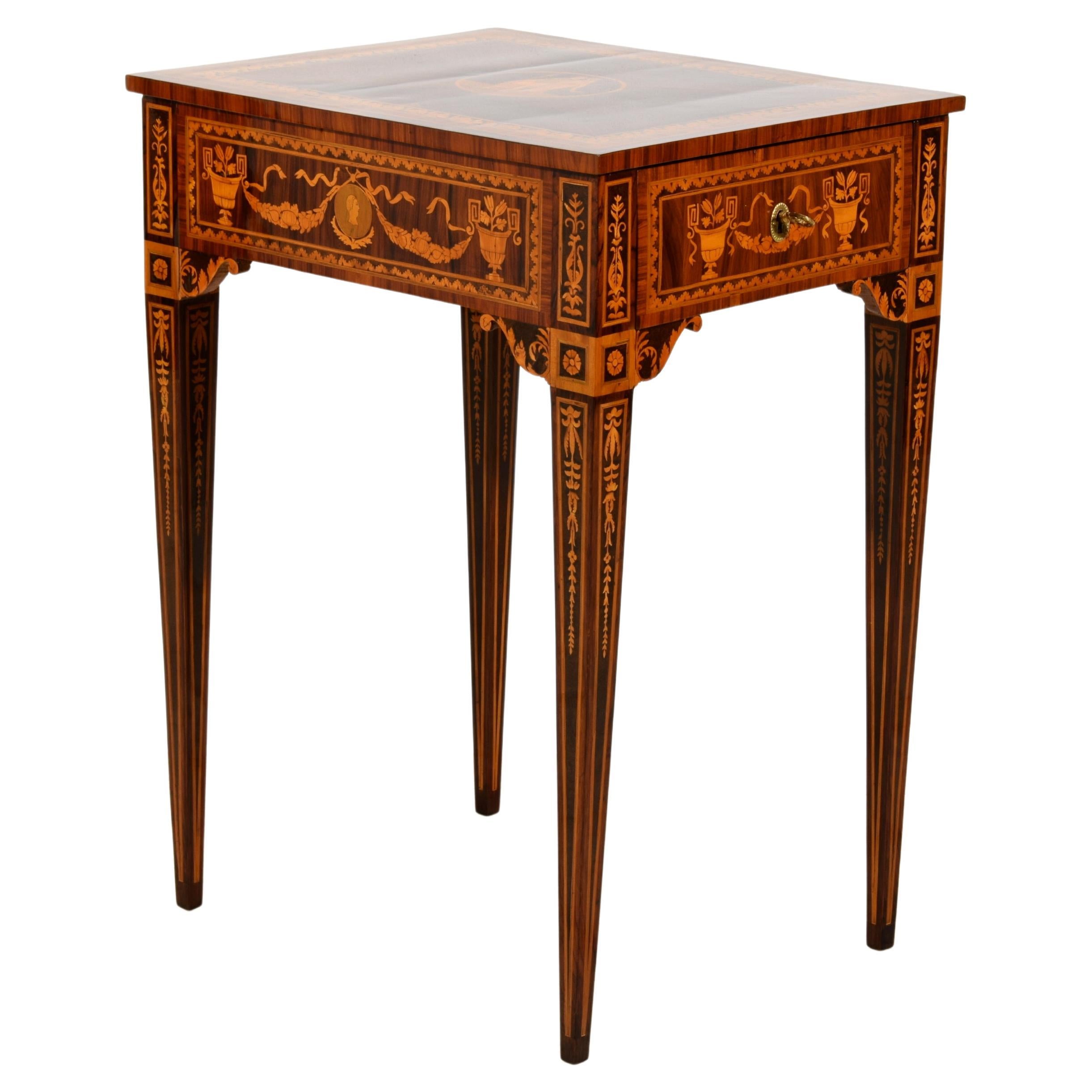 18th Century, Italian Neoclassical Inlay Wood Centre Table 