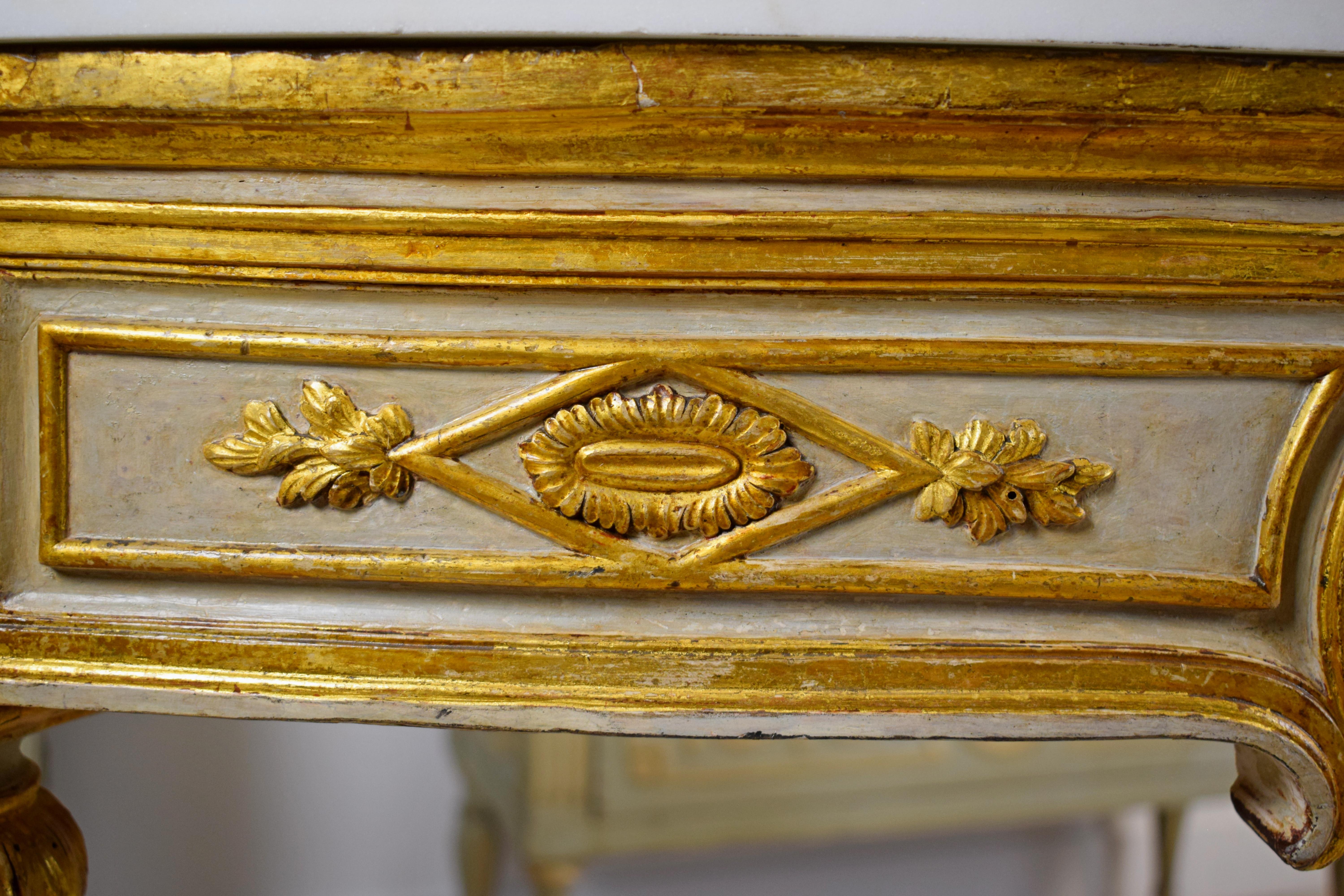 18th Century, Italian Neoclassical Lacquered and Giltwood Console Table For Sale 8