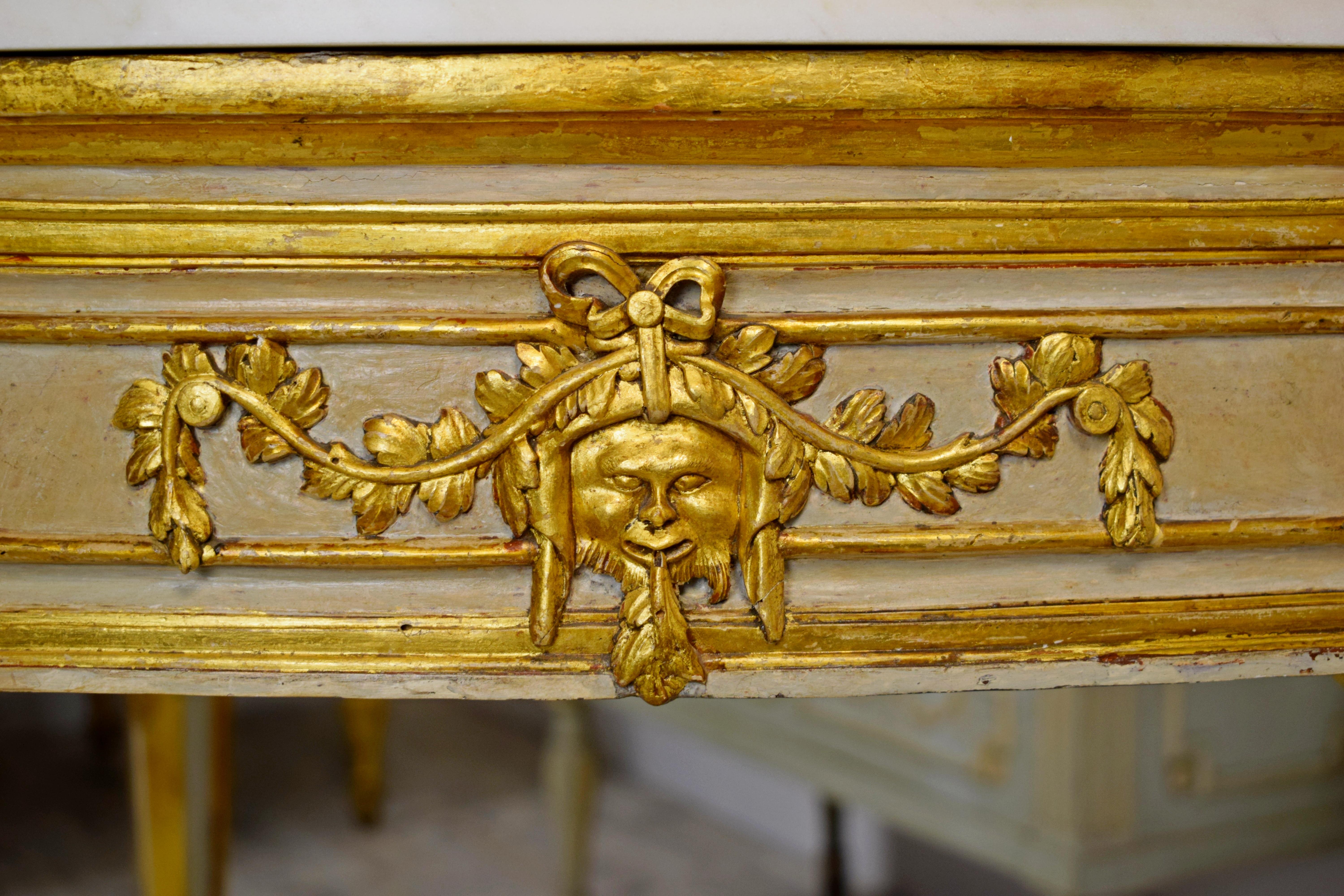 18th Century, Italian Neoclassical Lacquered and Giltwood Console Table For Sale 2