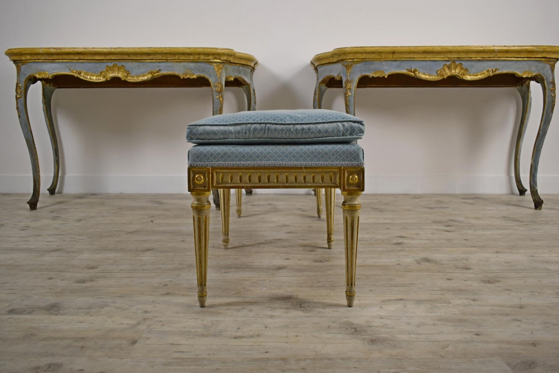 18th Century, Italian Neoclassical Lacquered and Giltwood Center Bench 4