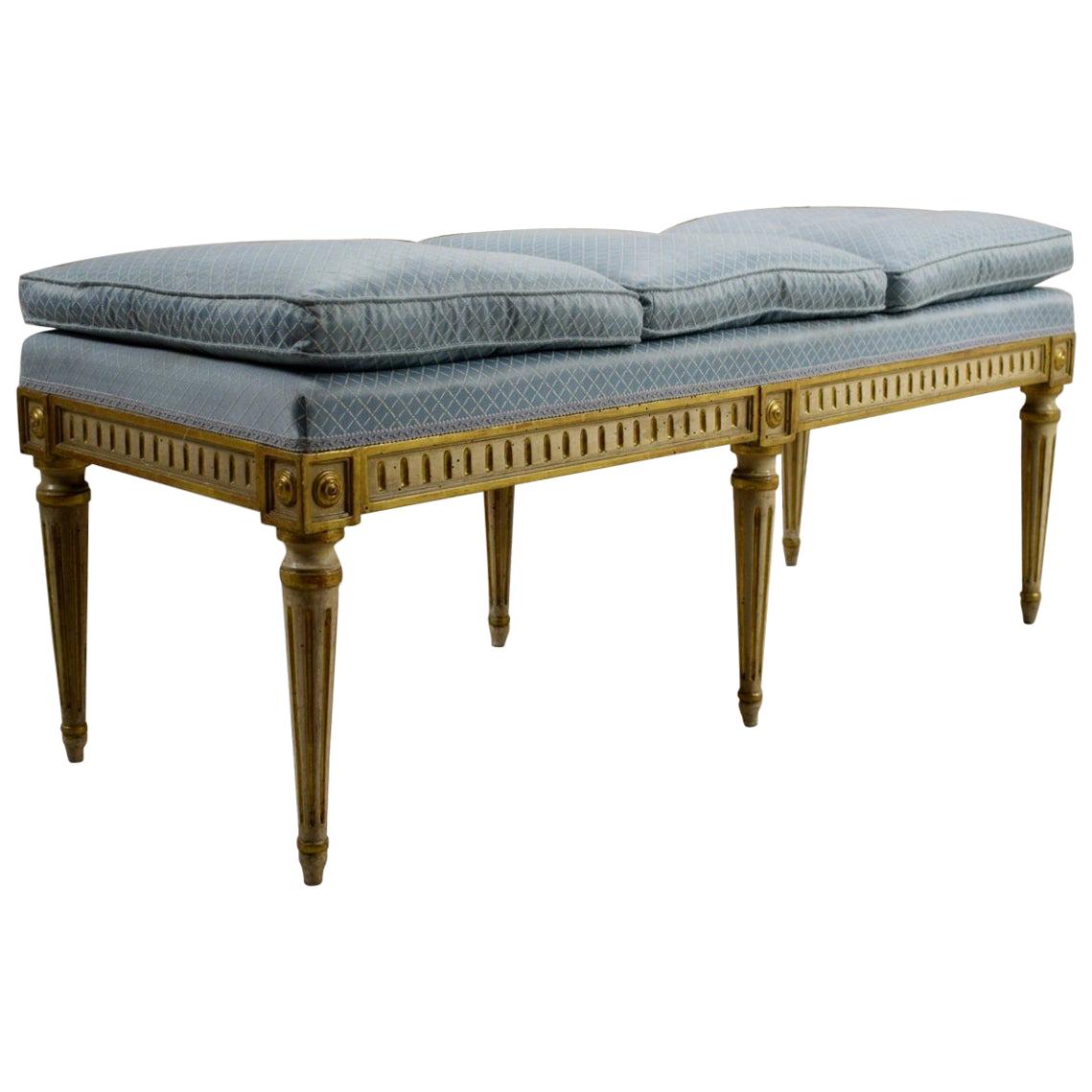 18th Century, Italian Neoclassical Lacquered and Giltwood Center Bench