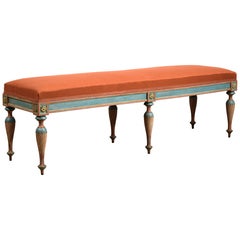 18th Century, Italian Neoclassical Lacquered Wood Center Bench