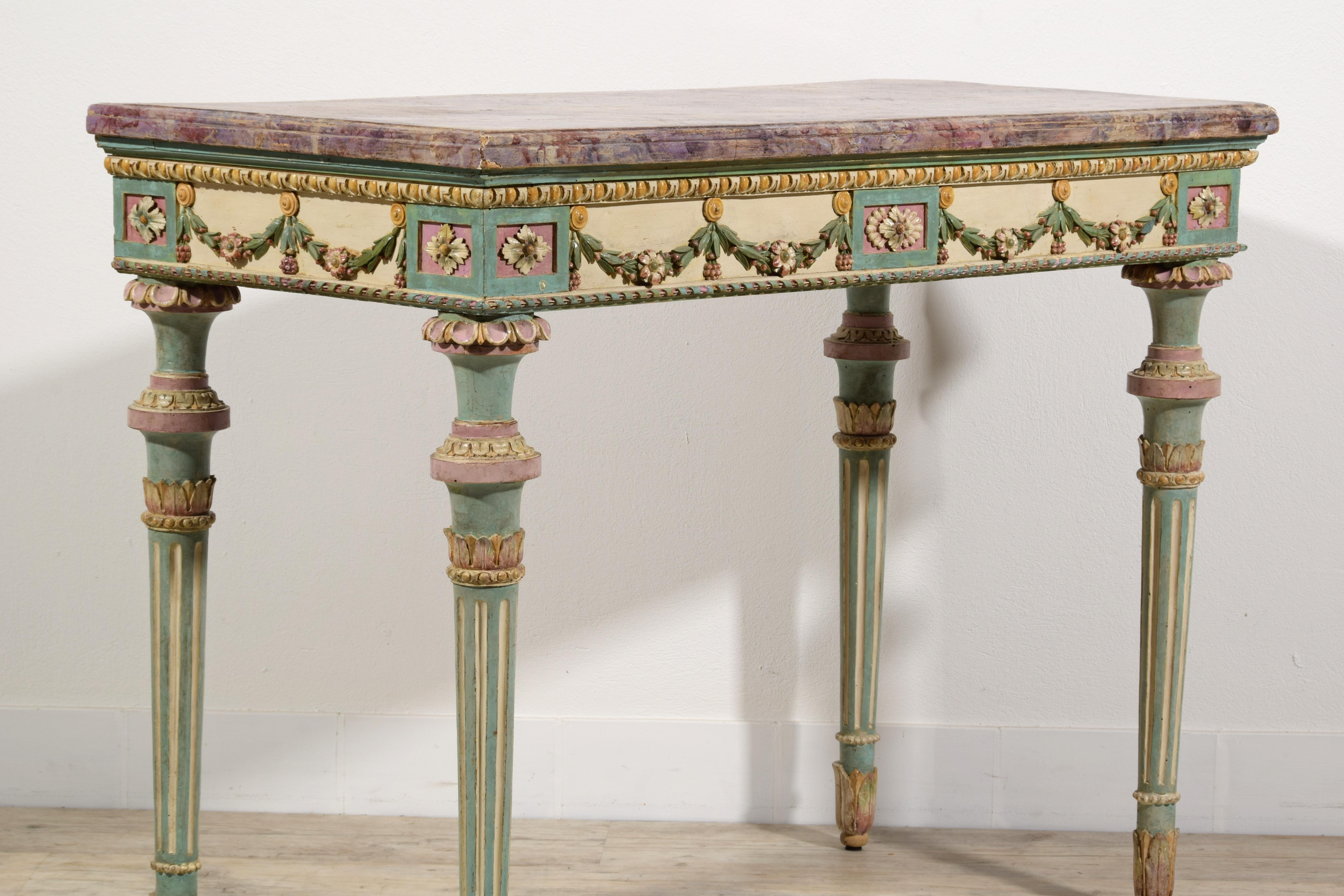 18th Century, Italian Neoclassical Lacquered Wood Console For Sale 7