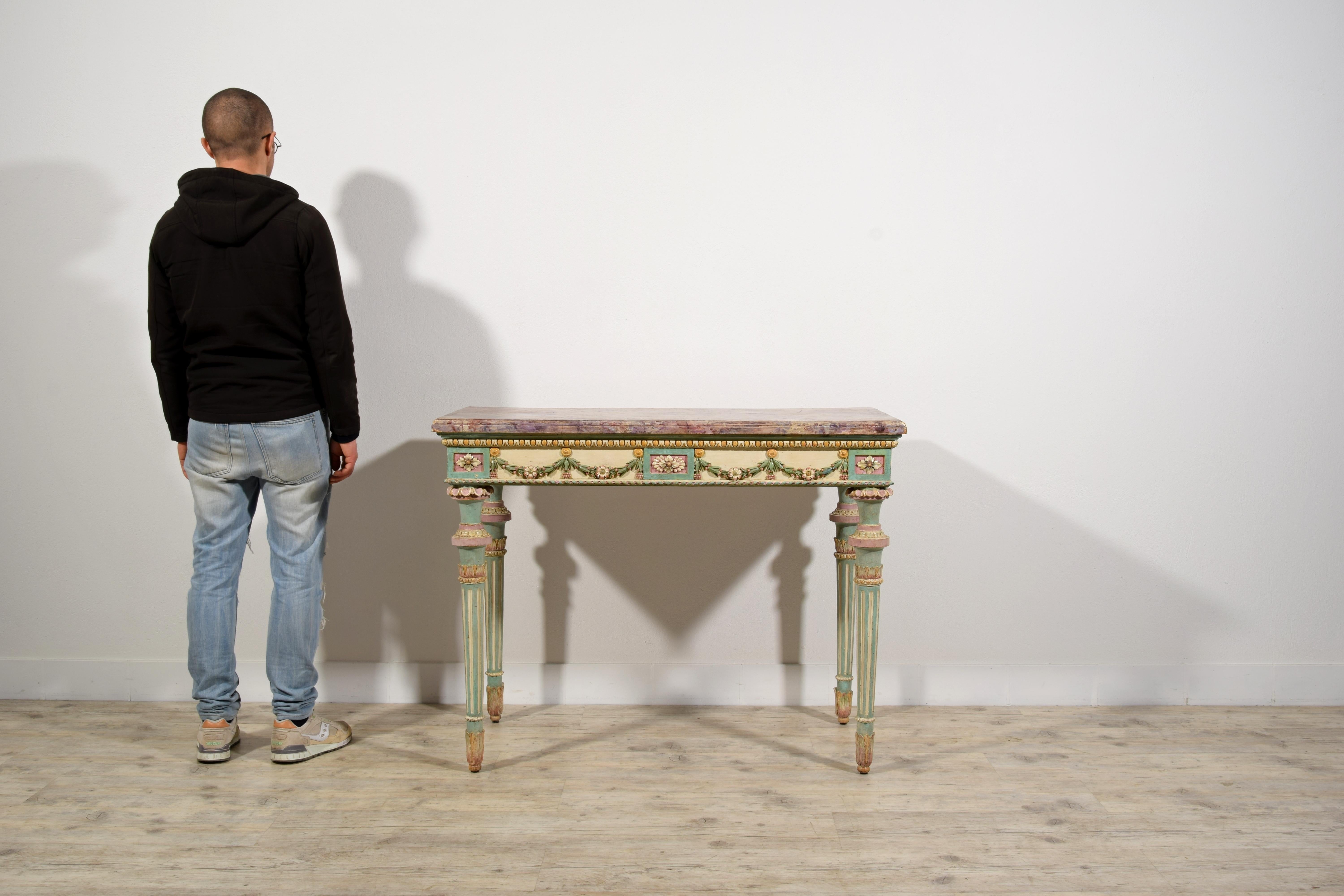 18th Century, Italian Neoclassical Lacquered Wood Console For Sale 8