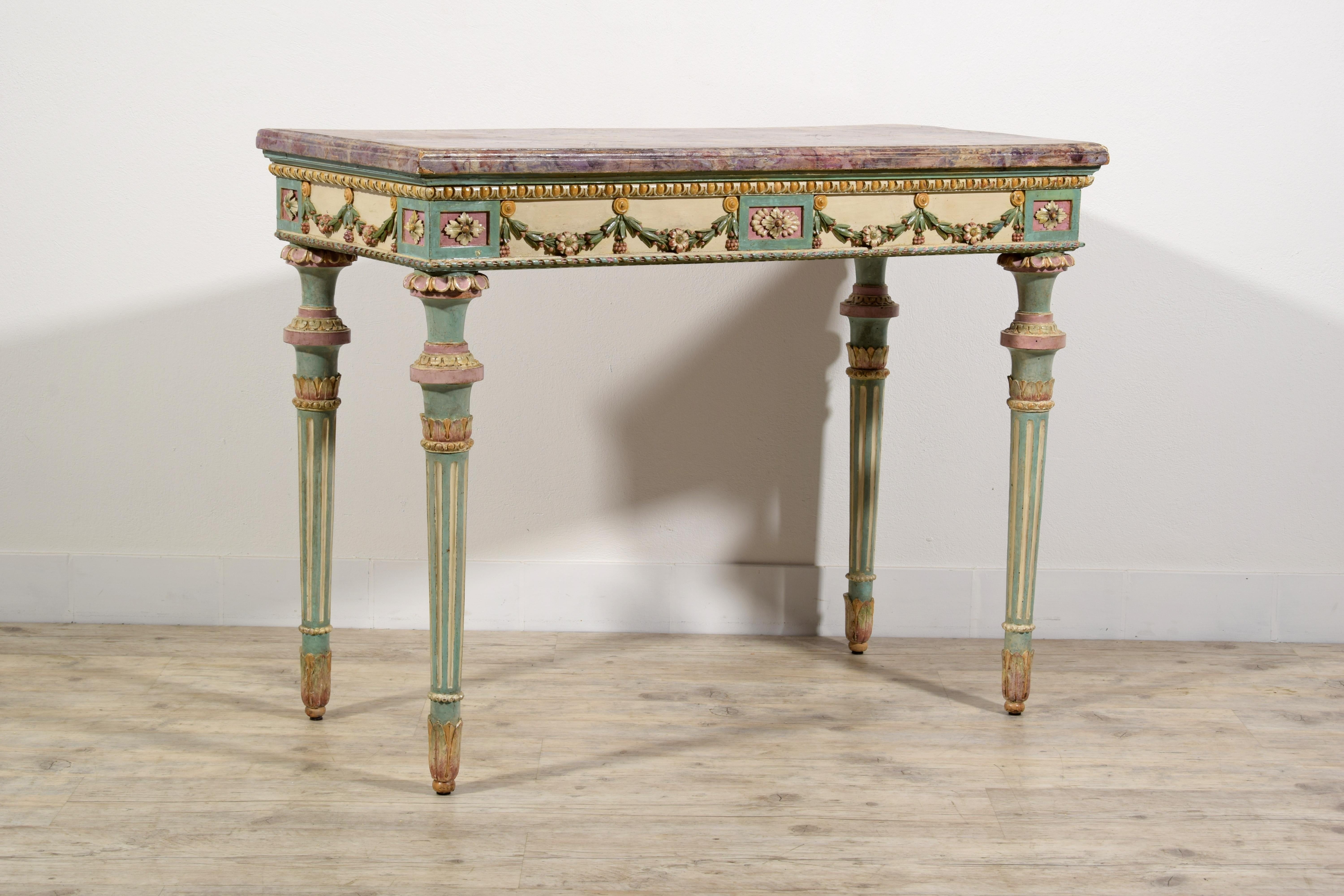 18th Century, Italian Neoclassical Lacquered Wood Console For Sale 9