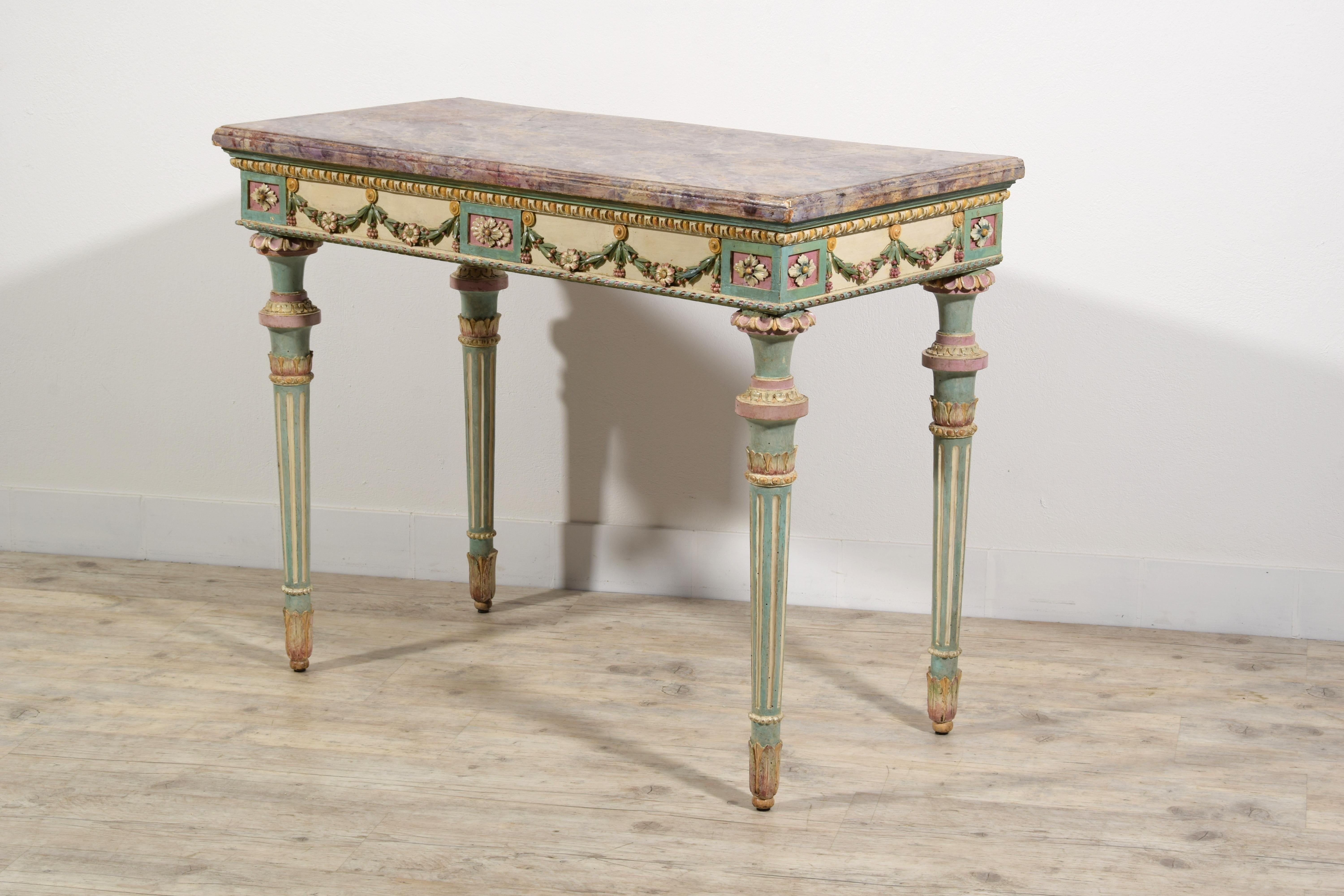 18th Century, Italian Neoclassical Lacquered Wood Console For Sale 10