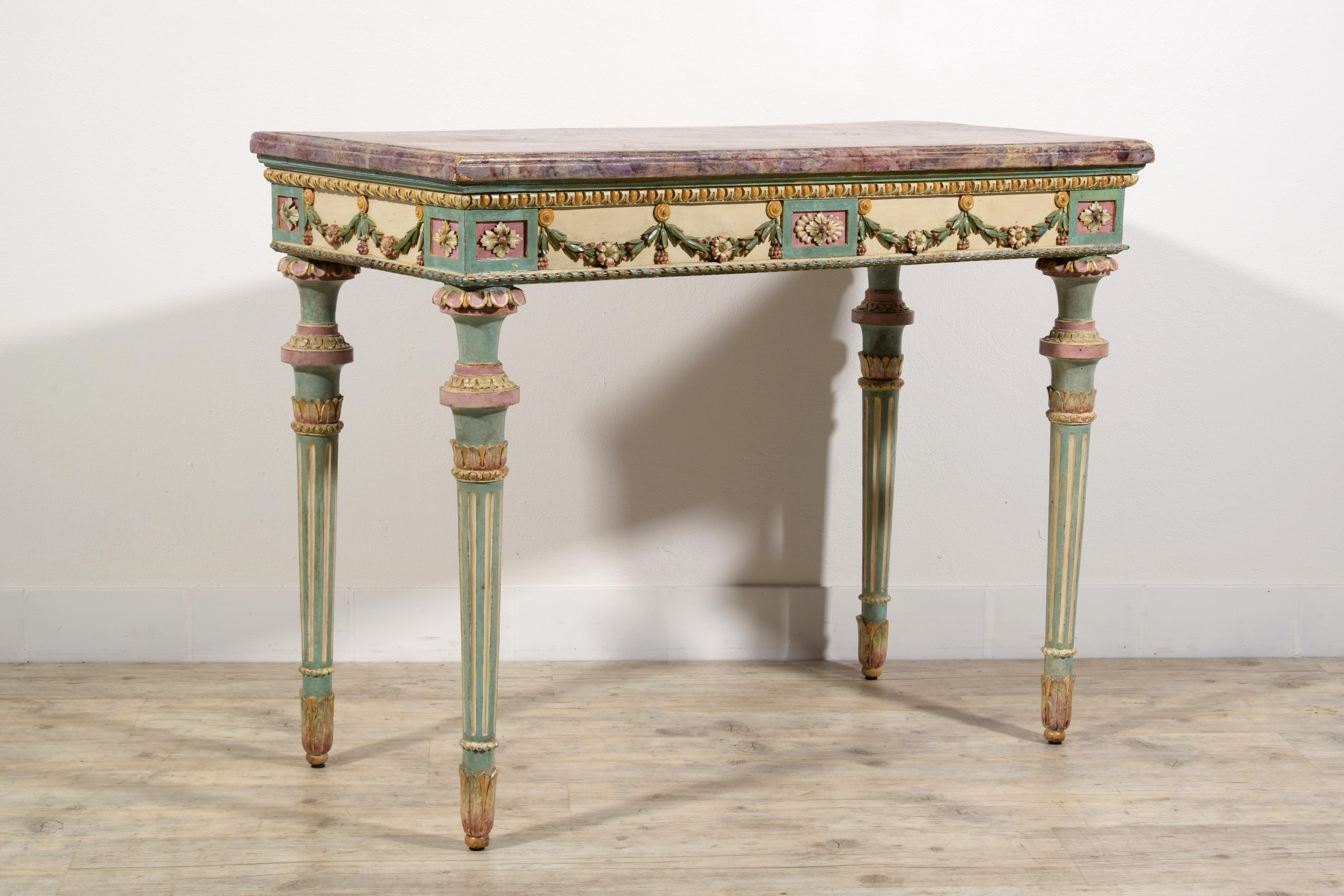 18th Century, Italian Neoclassical Lacquered Wood Console For Sale 11