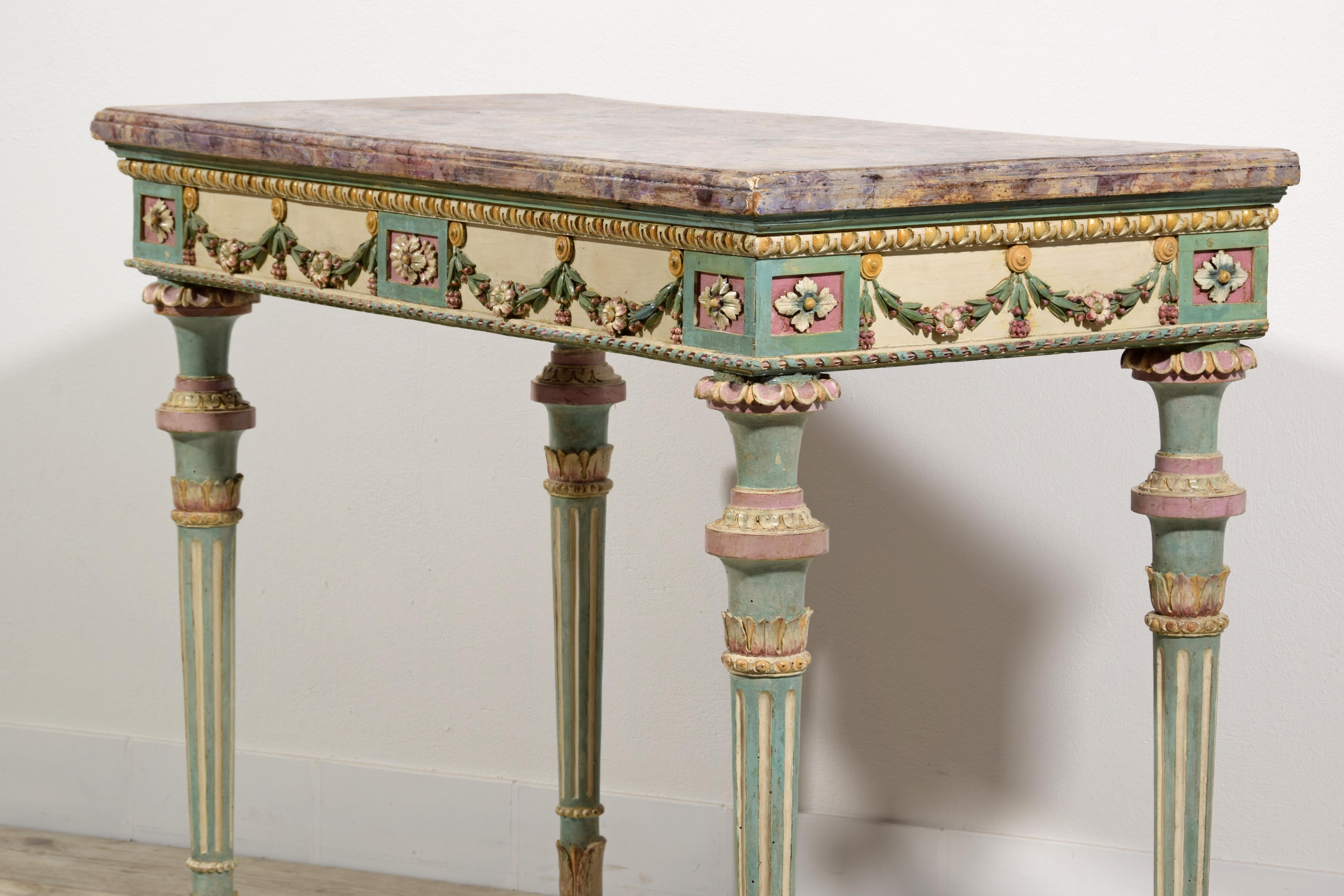18th Century, Italian Neoclassical Lacquered Wood Console For Sale 12